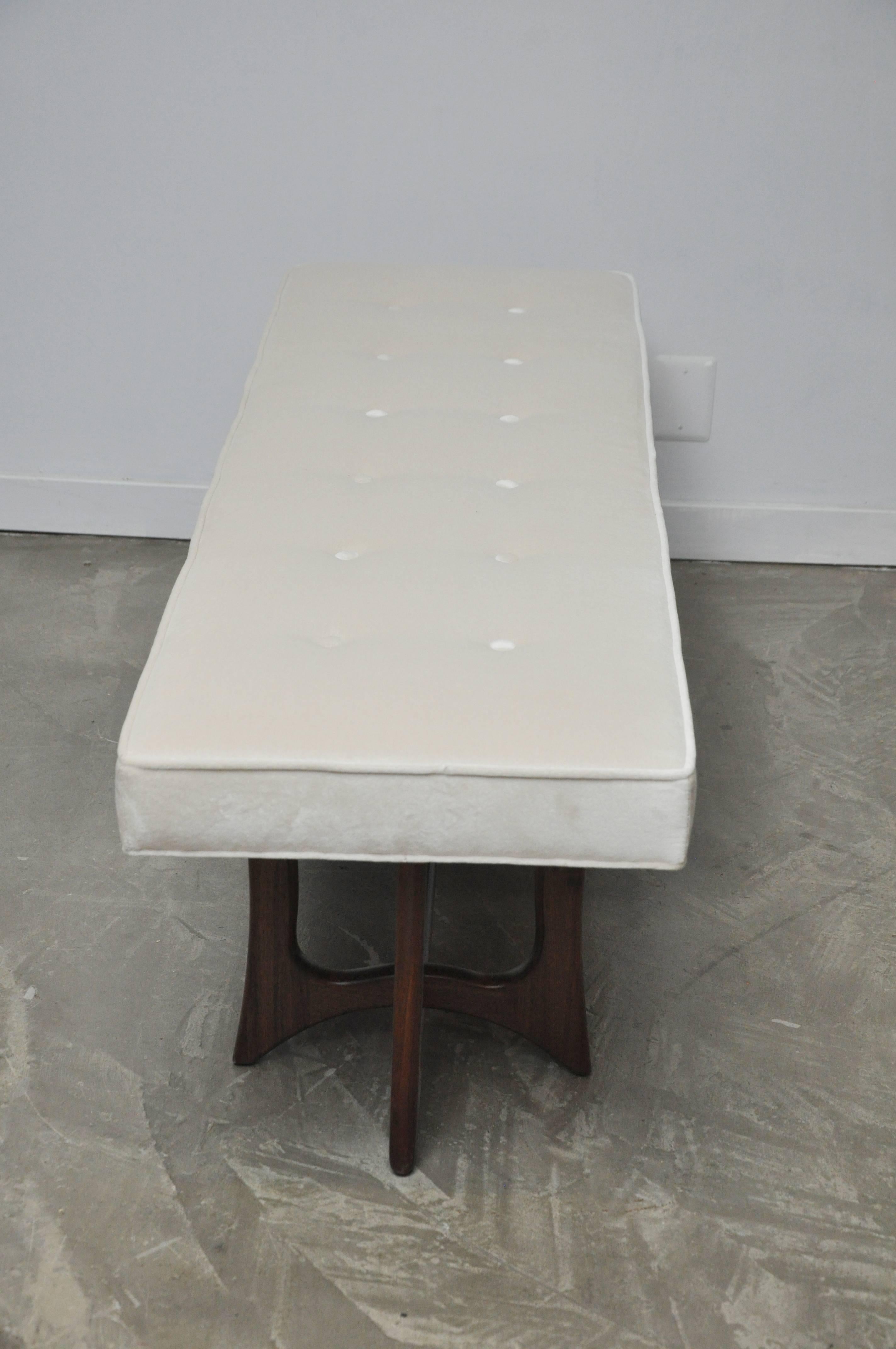 Sculptural Walnut Bench with Cream Upholstery, Adrian Pearsall 4