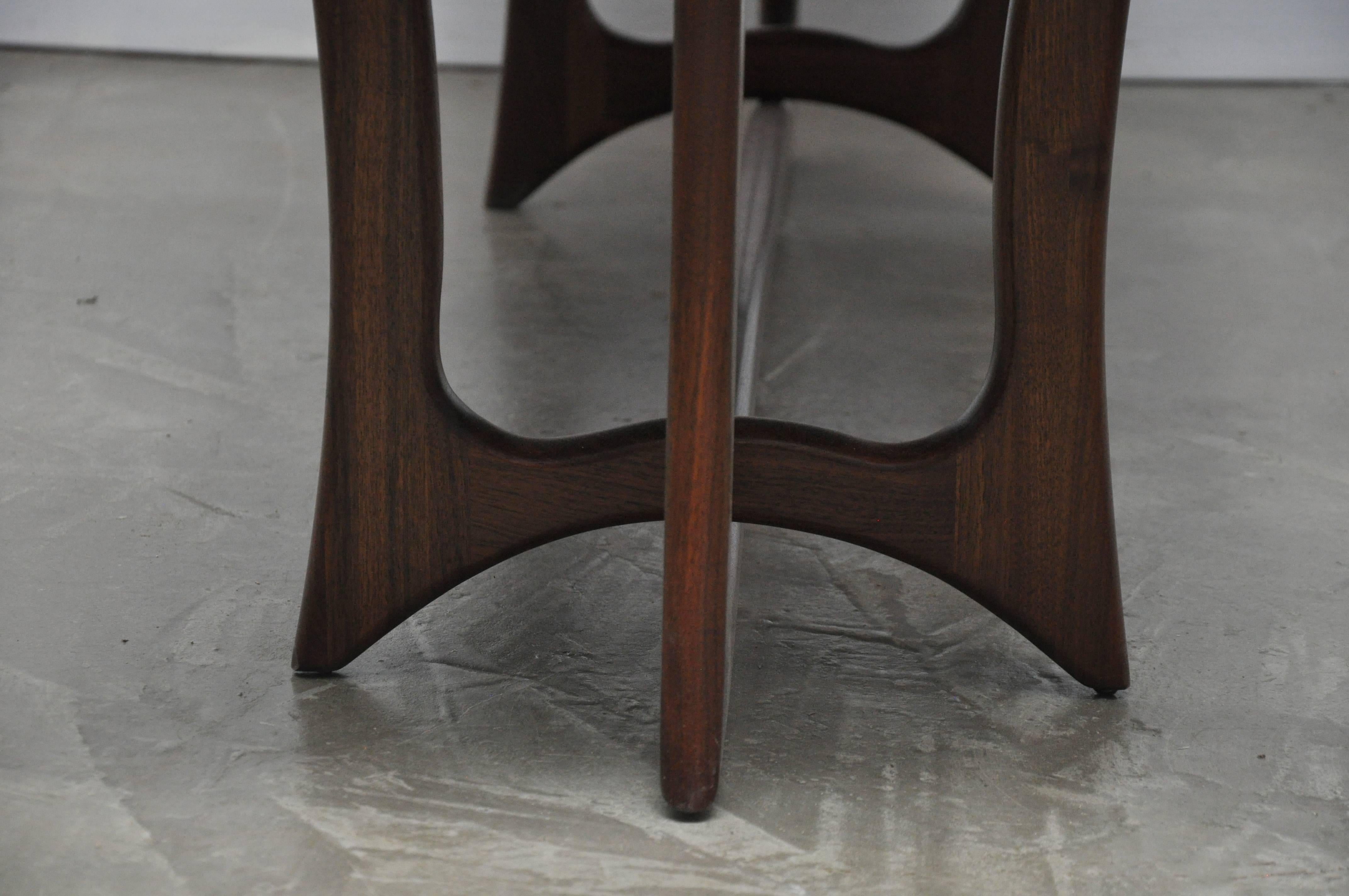 Sculptural Walnut Bench with Cream Upholstery, Adrian Pearsall 2