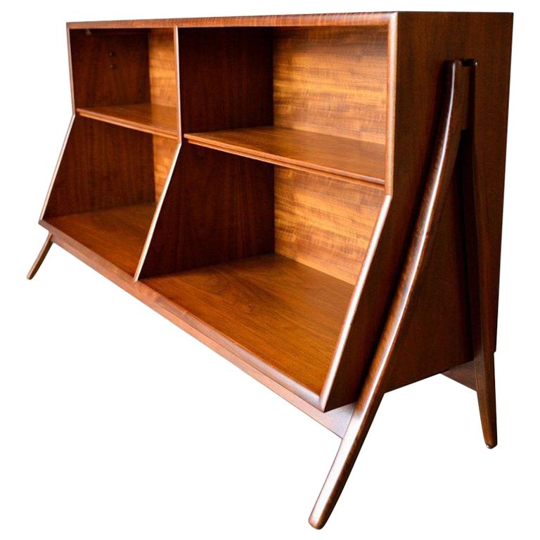 Sculptural Walnut Bookcase by Kipp Stewart for Drexel, circa 1965 at