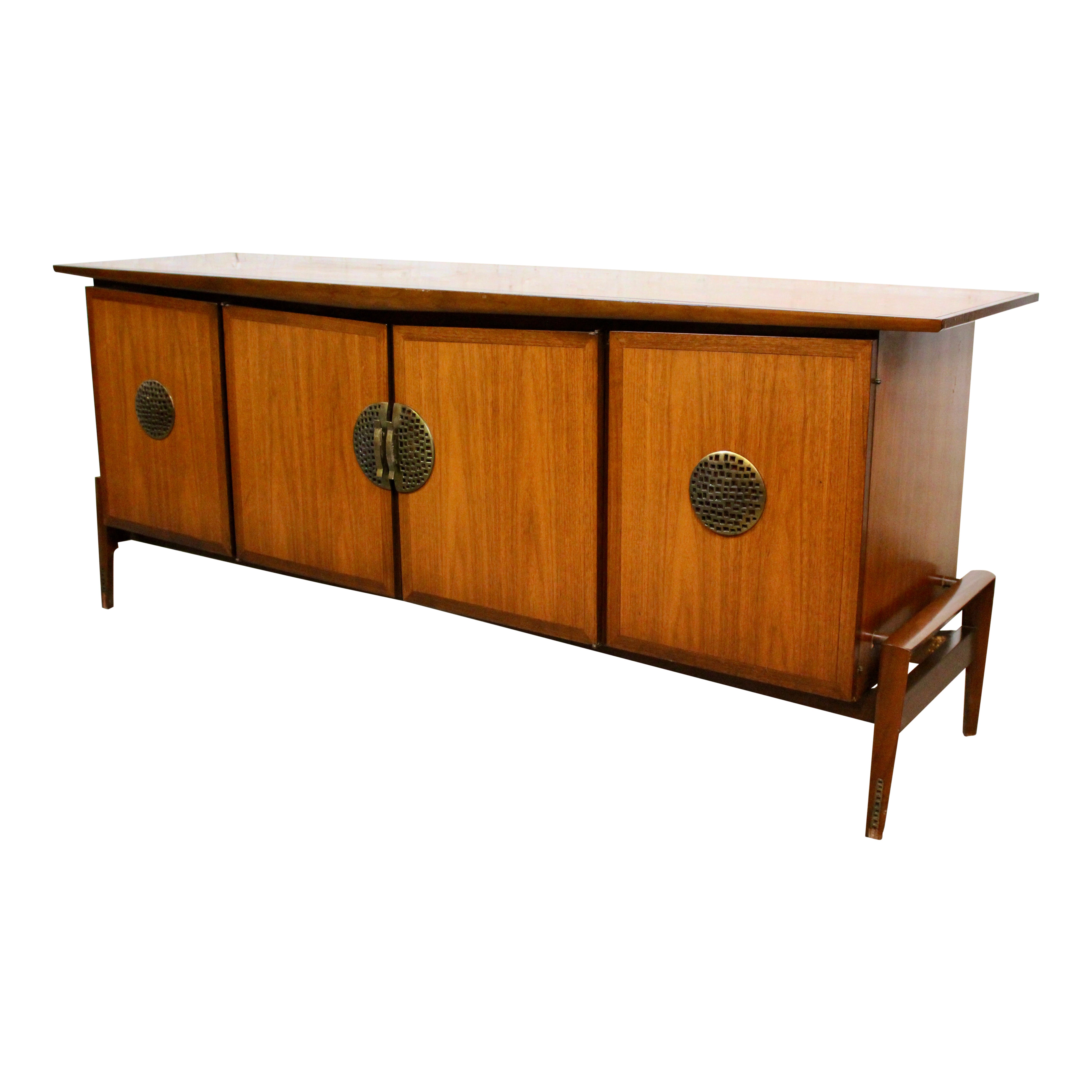 Sculptural Walnut & Bronze Credenza by Helen Hobey Baker Inc.