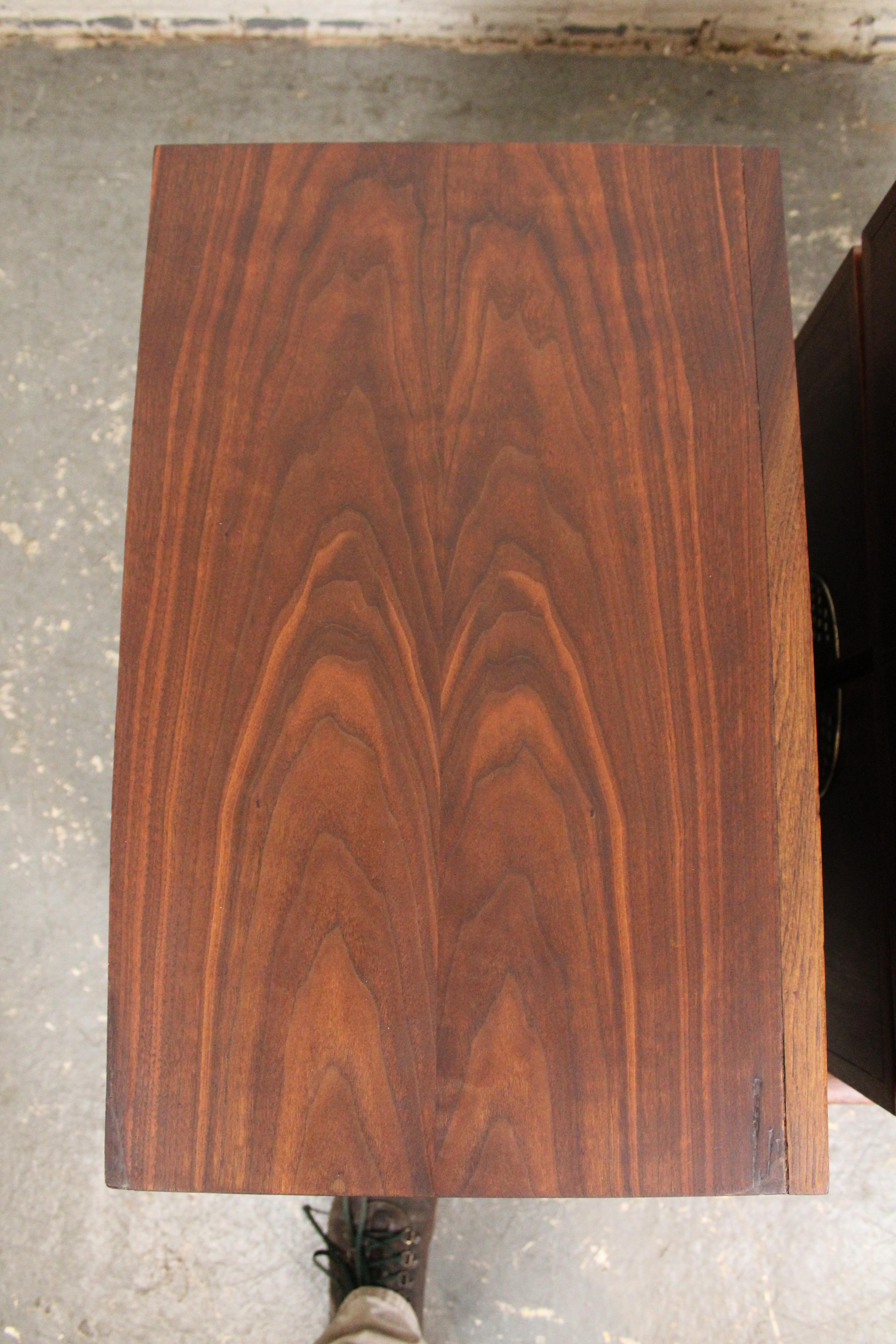 Sculptural Walnut & Bronze Nightstands by Helen Hobey Baker Inc. For Sale 1
