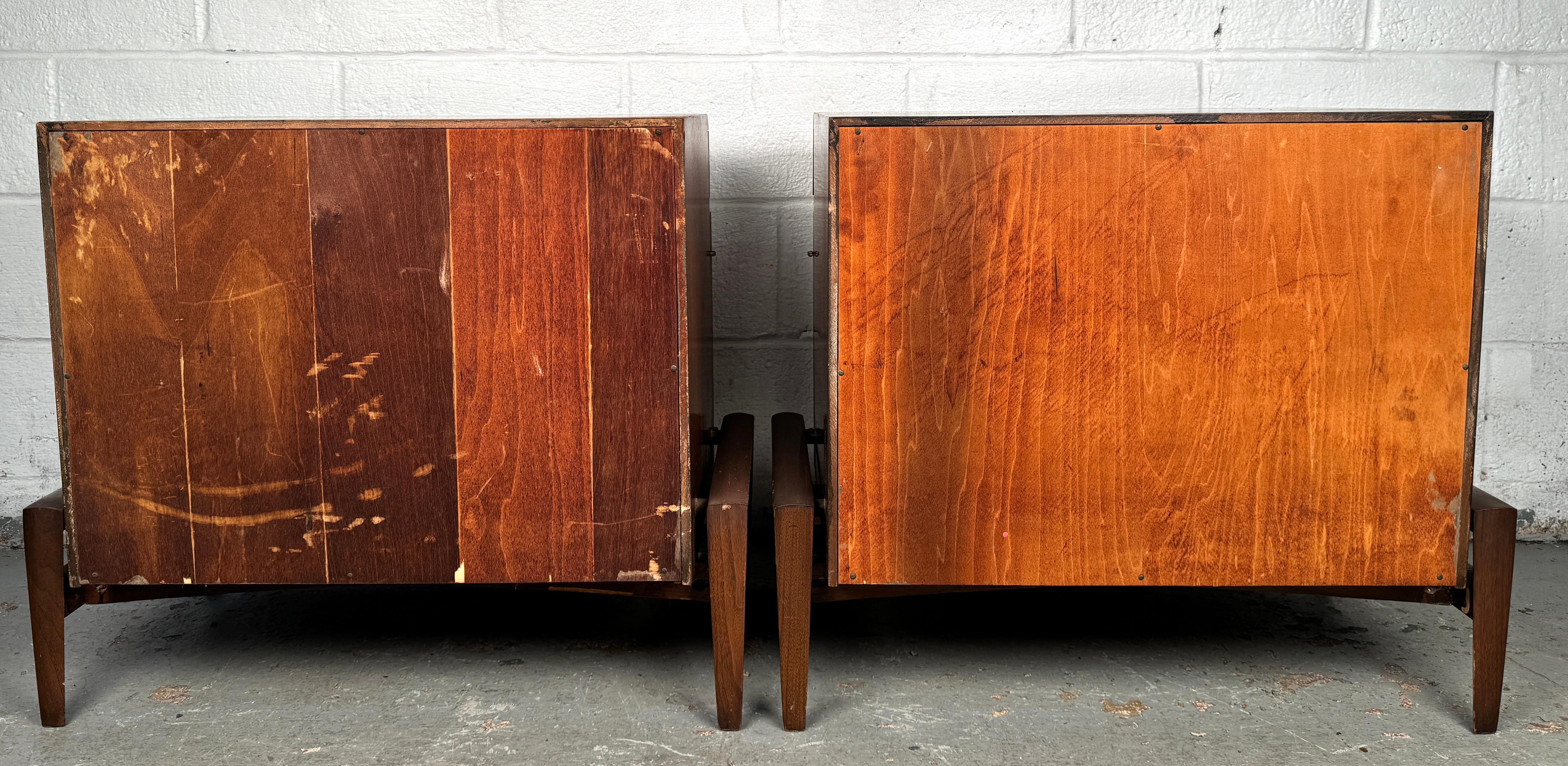 Sculptural Walnut & Bronze Nightstands by Helen Hobey for Baker Inc. For Sale 14