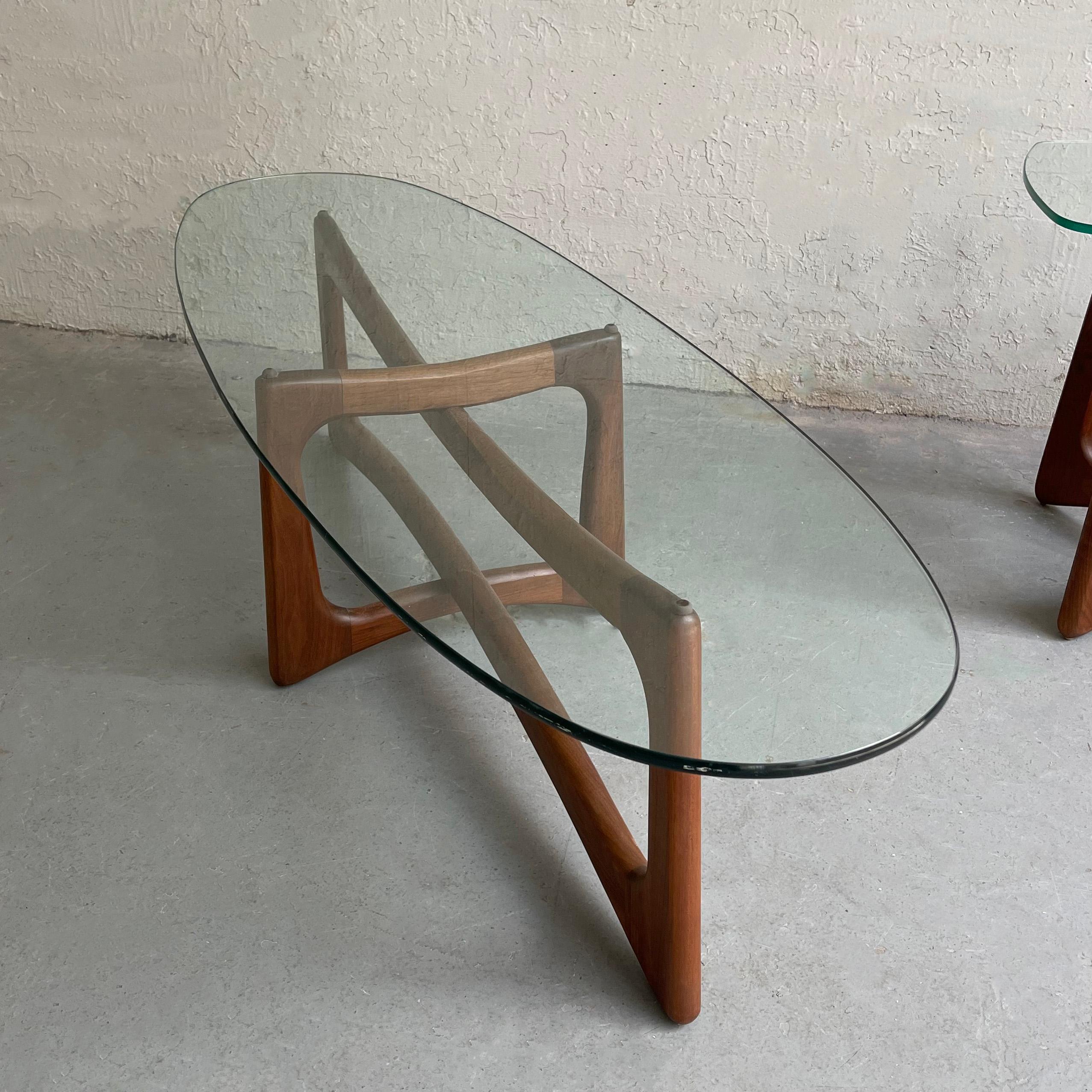 Mid-Century Modern coffee table by Adrian Pearsall for Craft Associates features an intersecting, sculptural 