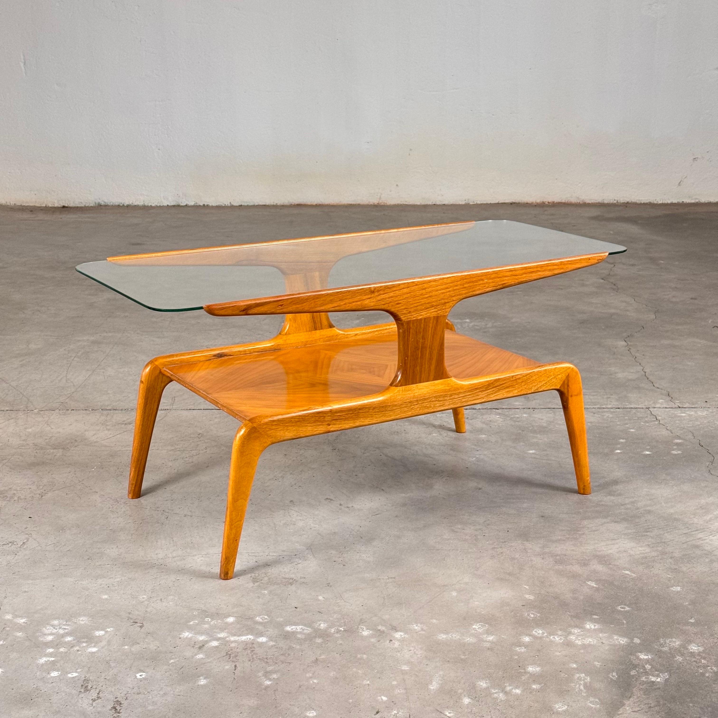 Italian Sculptural Walnut Coffee Table by Gio Ponti for Domus Nova, Italy, 1950s For Sale