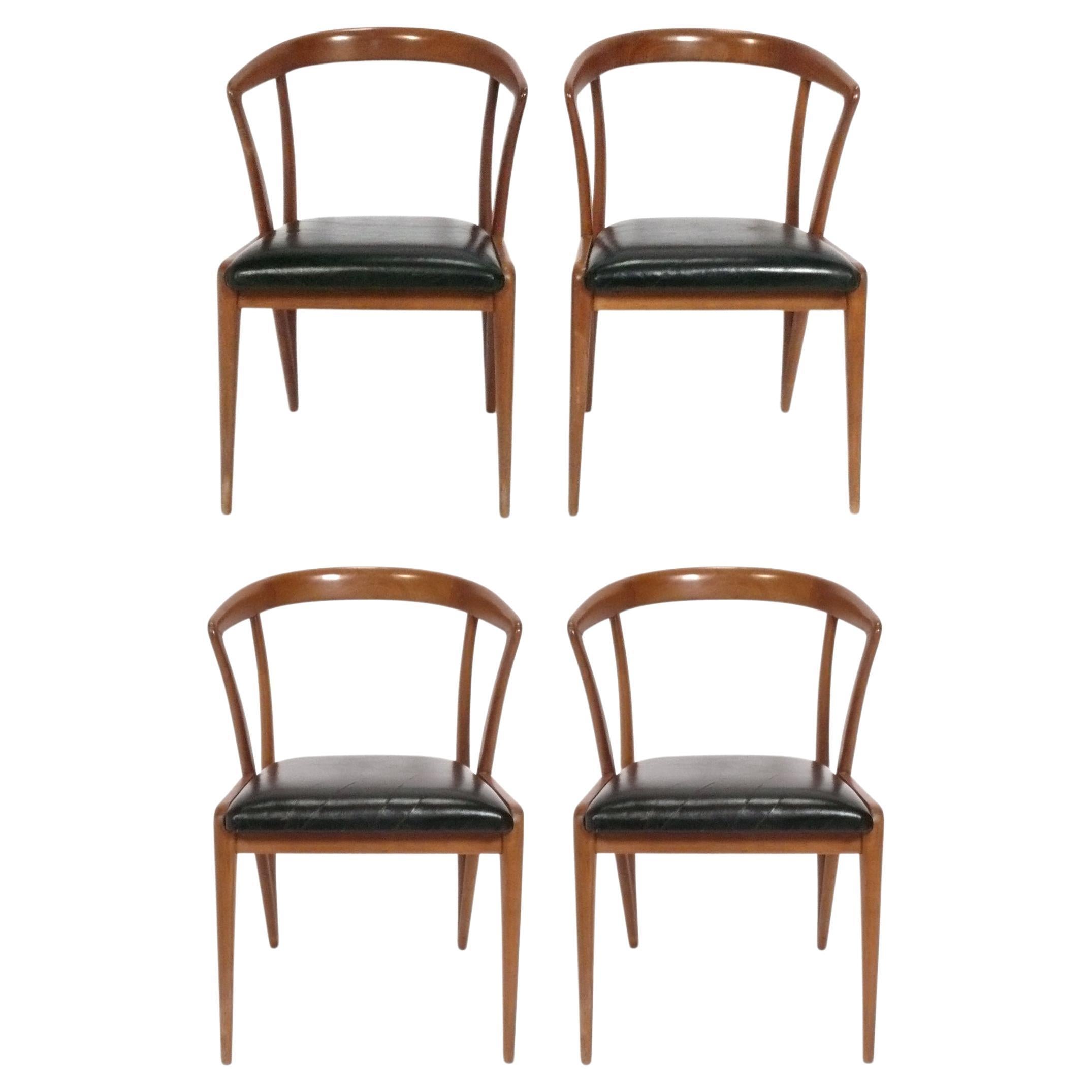 Sculptural Walnut Dining Chairs Designed by Bertha Schaeffer for Singer and Sons For Sale