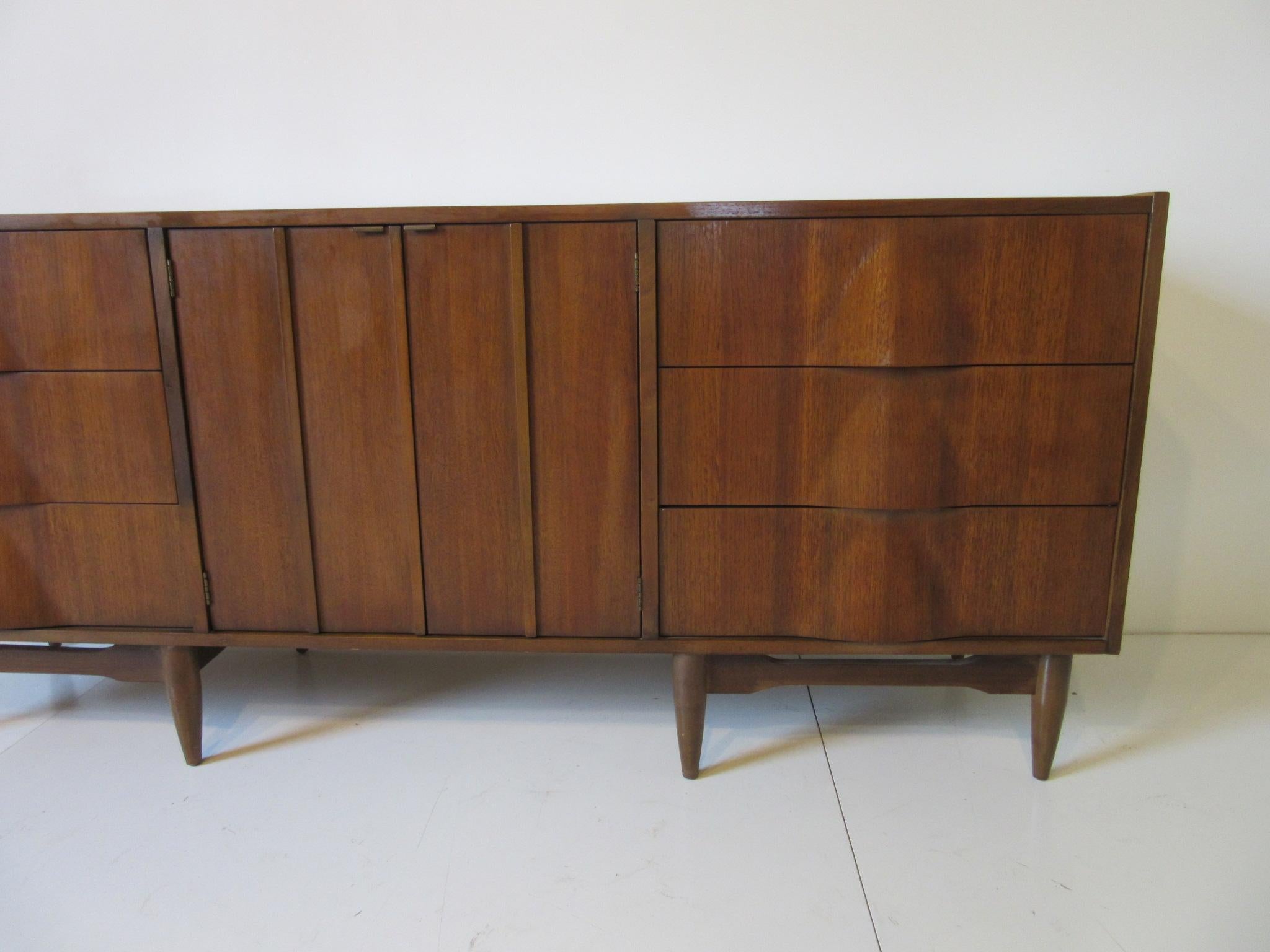 Mid-Century Modern Sculptural Walnut Dresser or Chest in the Style of Henry P. Glass