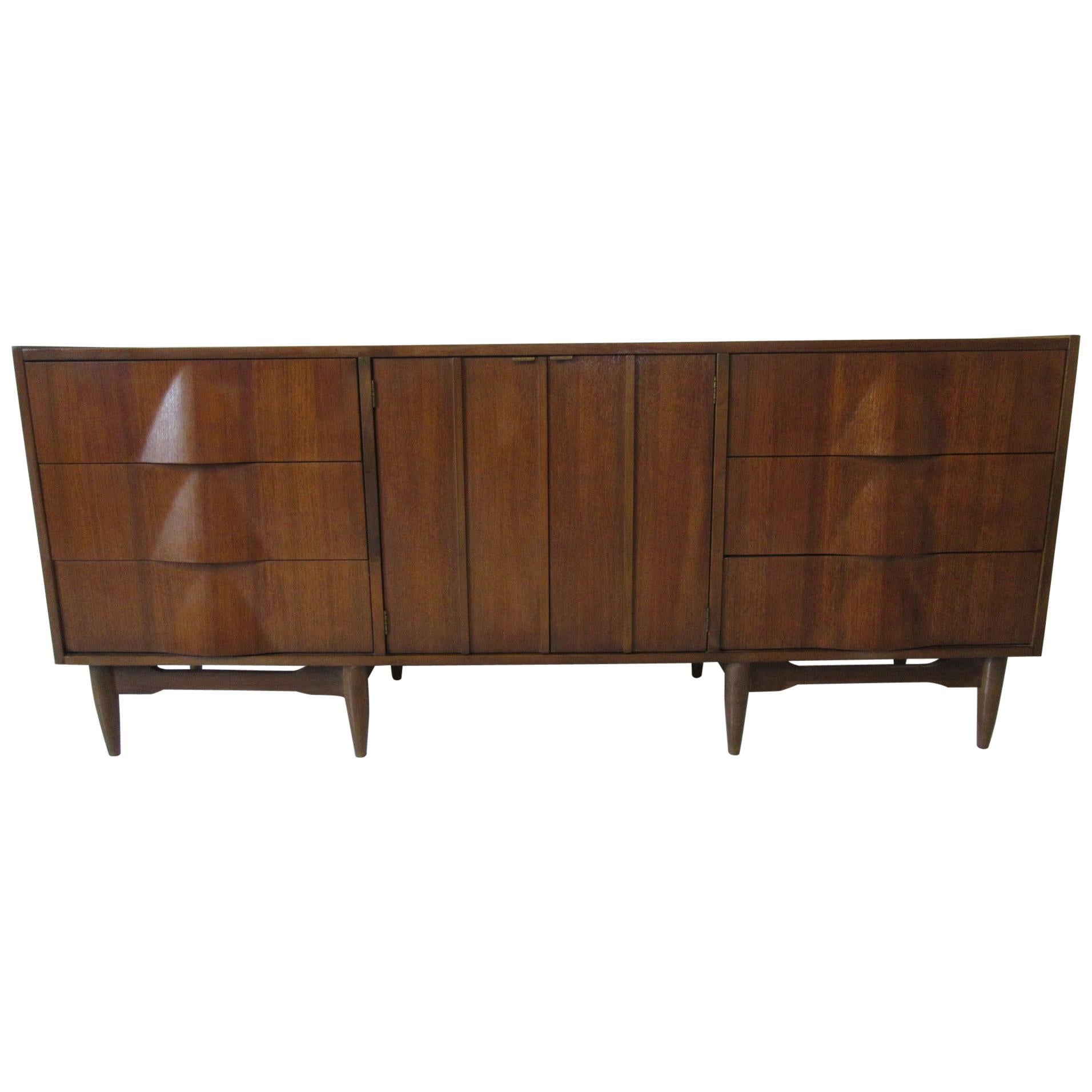 Sculptural Walnut Dresser or Chest in the Style of Henry P. Glass