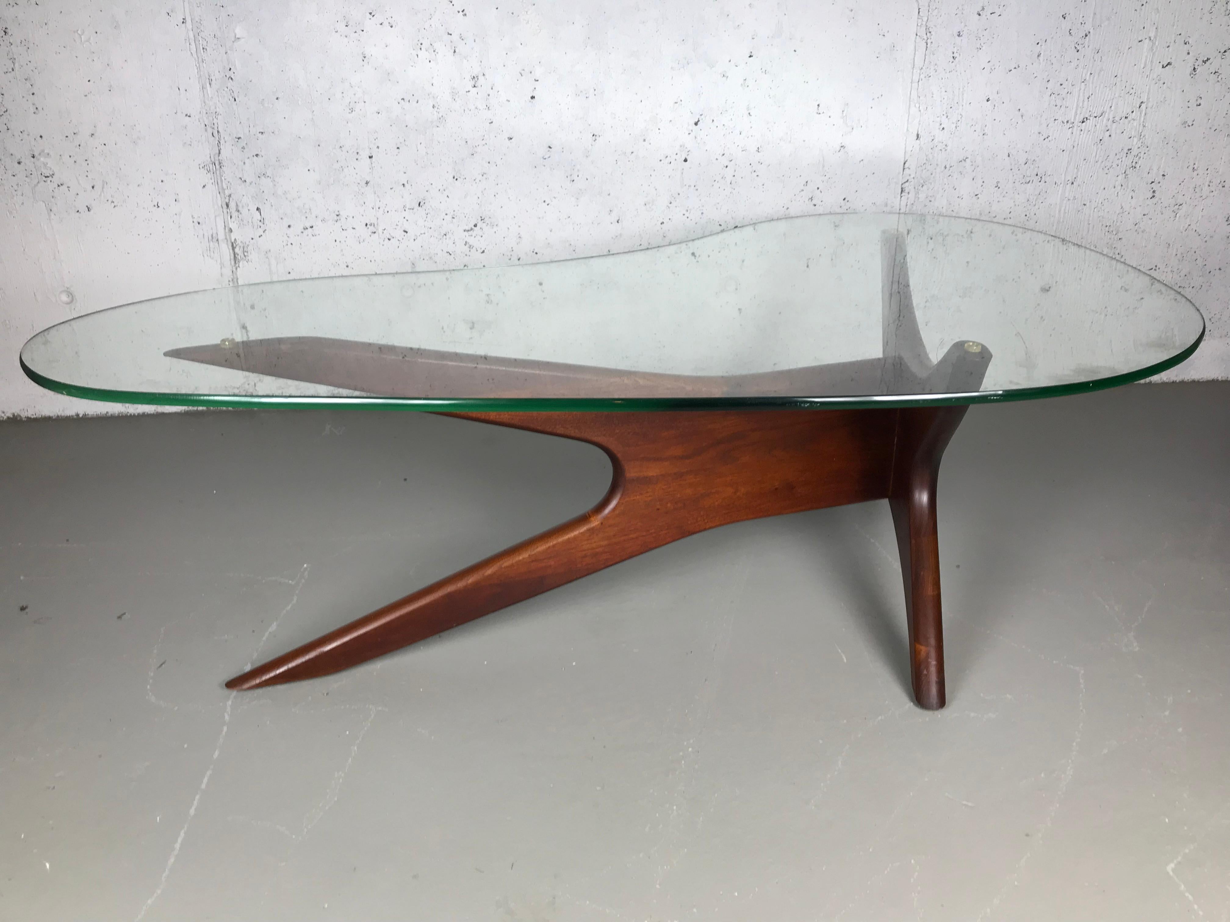 Sculptural Walnut & Glass Cocktail Table by Adrian Pearsall for Craft Associates 9