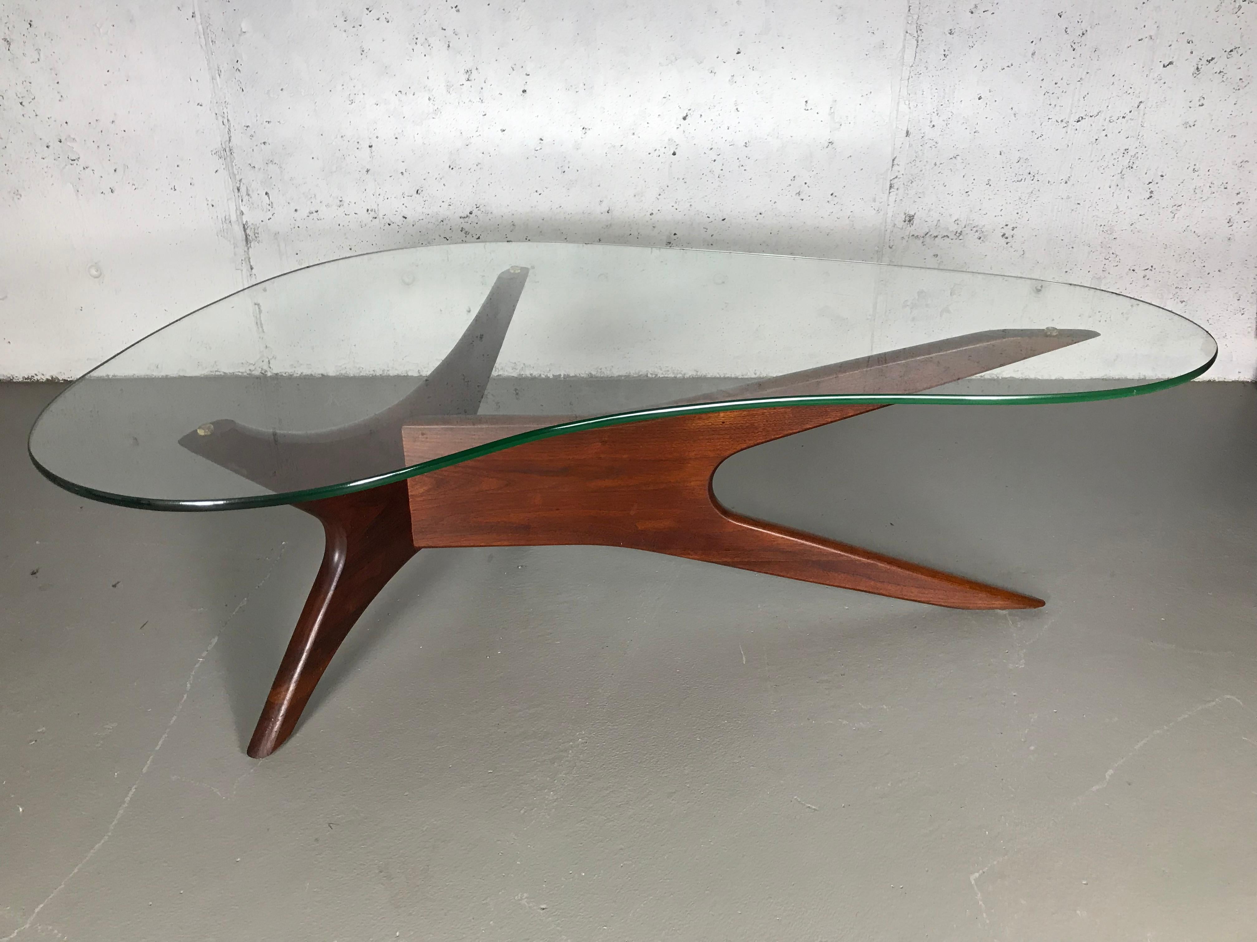 Sculptural Walnut & Glass Cocktail Table by Adrian Pearsall for Craft Associates In Good Condition In Southampton, NJ