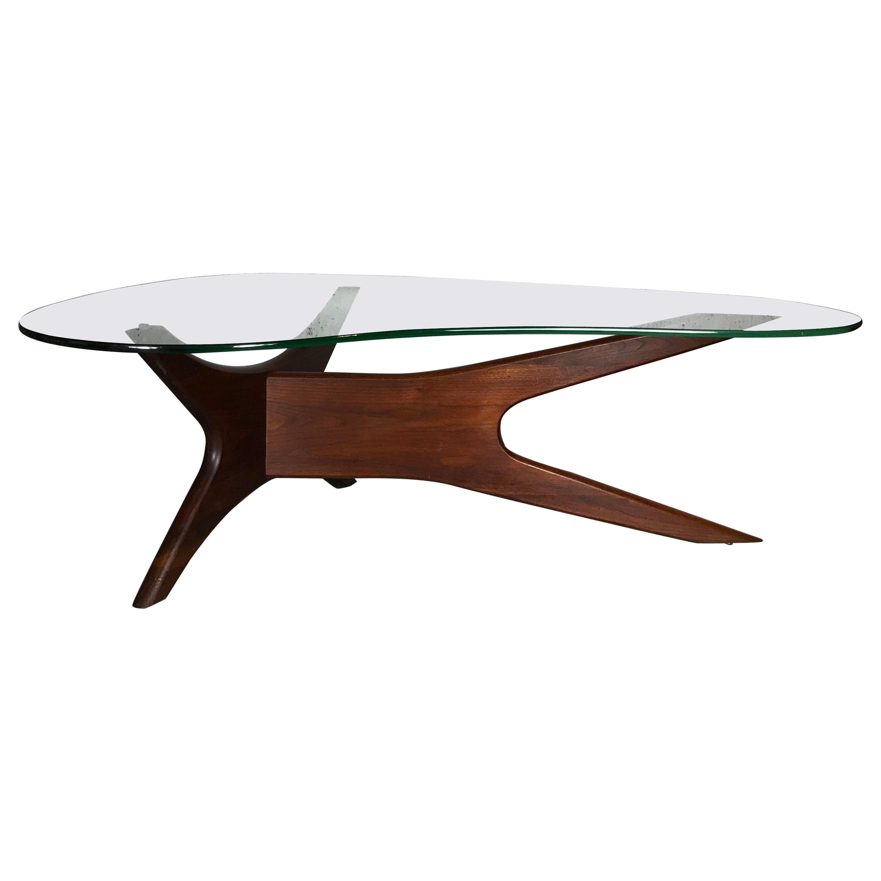 Sculptural Walnut & Glass Cocktail Table by Adrian Pearsall for Craft Associates