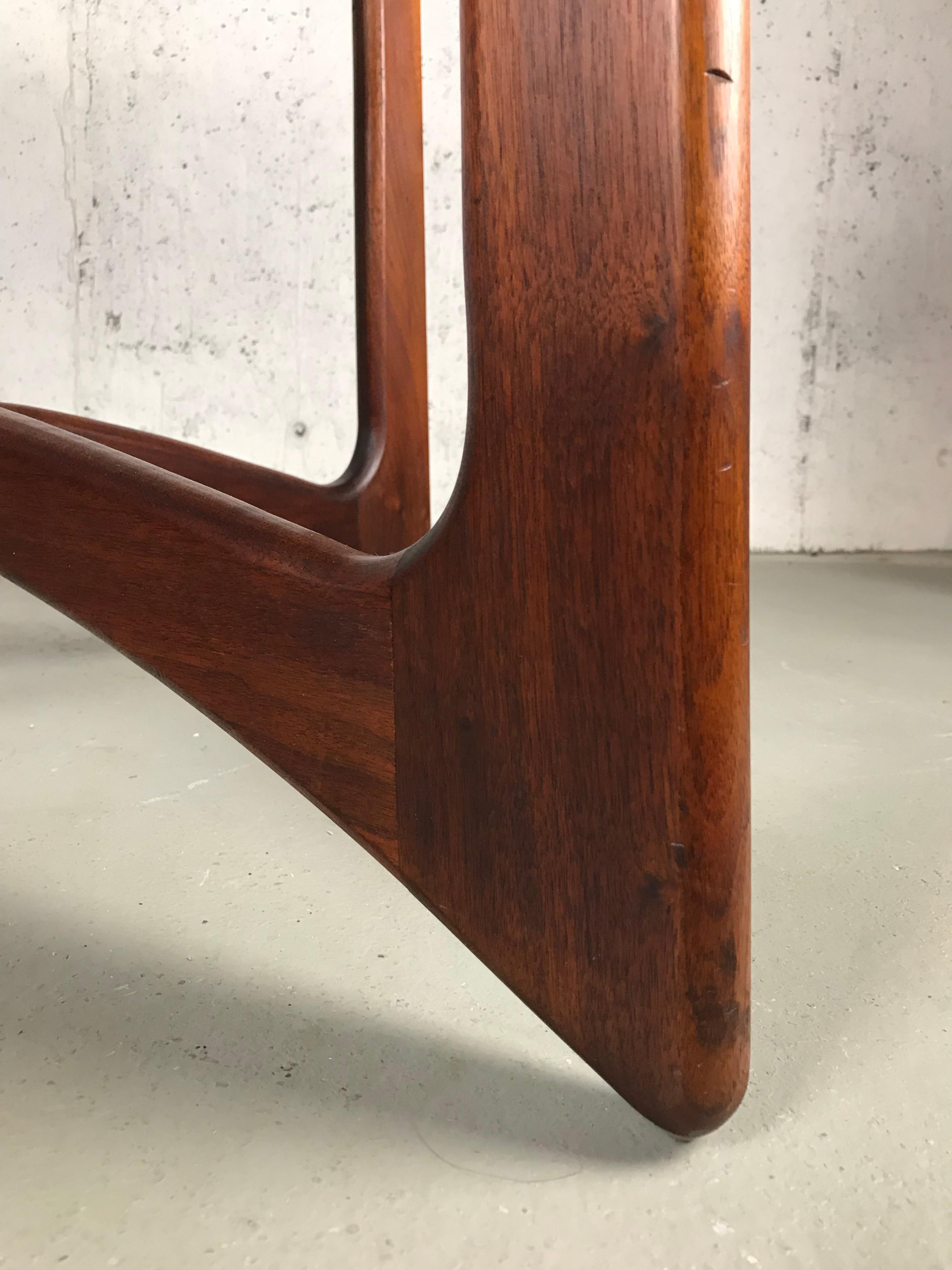 Sculptural Walnut and Glass Dining Table by Adrian Pearsall for Craft Associates 4