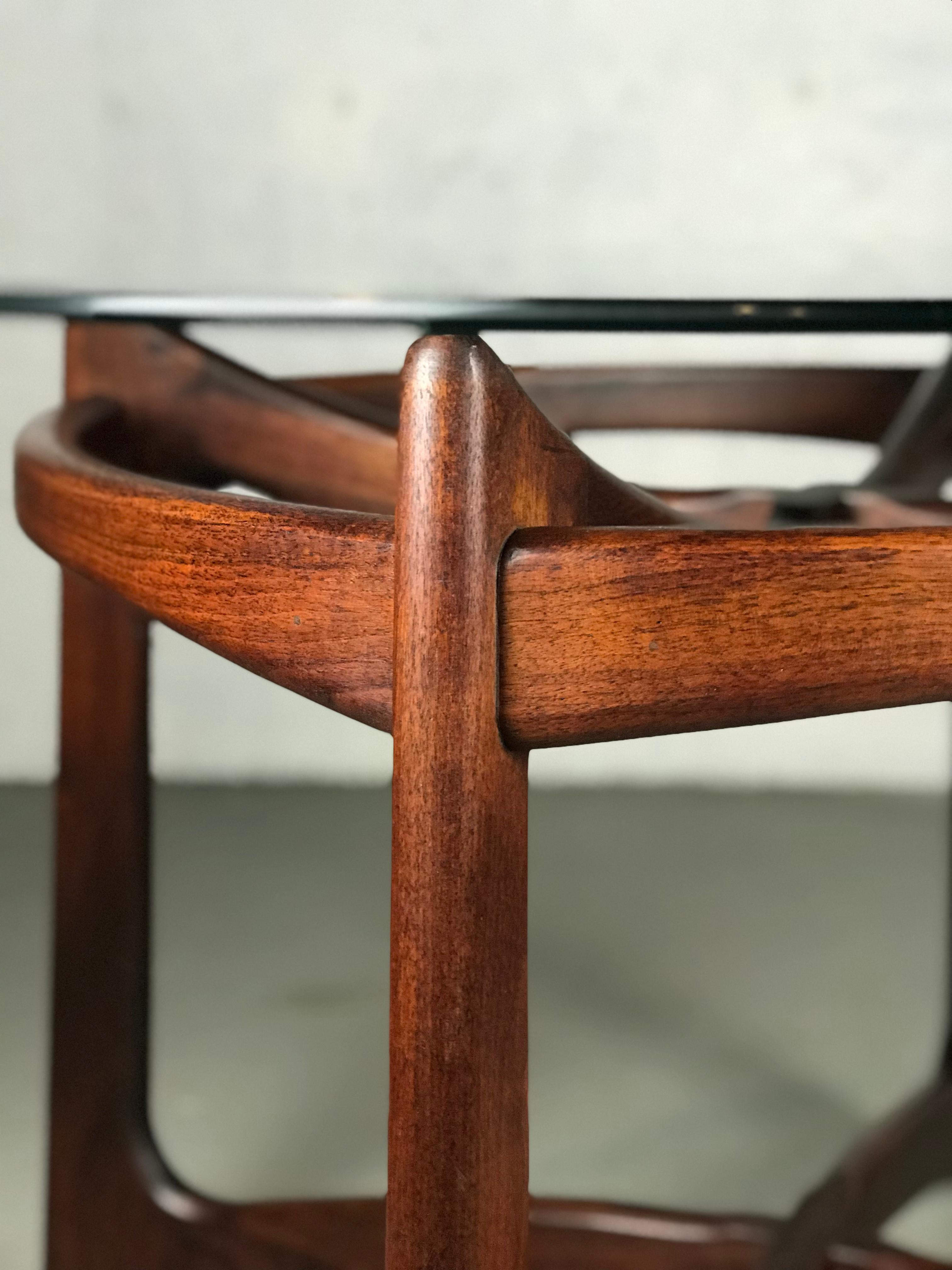Mid-Century Modern Sculptural Walnut and Glass Dining Table by Adrian Pearsall for Craft Associates