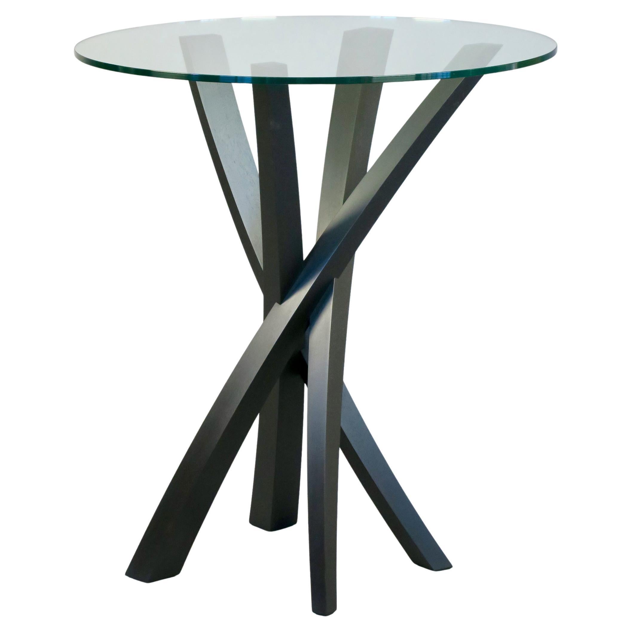Sculptural Walnut Glass Round Side Table by Thomas Throop Black Creek Designs For Sale