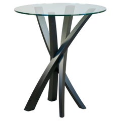 Sculptural Walnut Glass Round Side Table by Thomas Throop Black Creek Designs