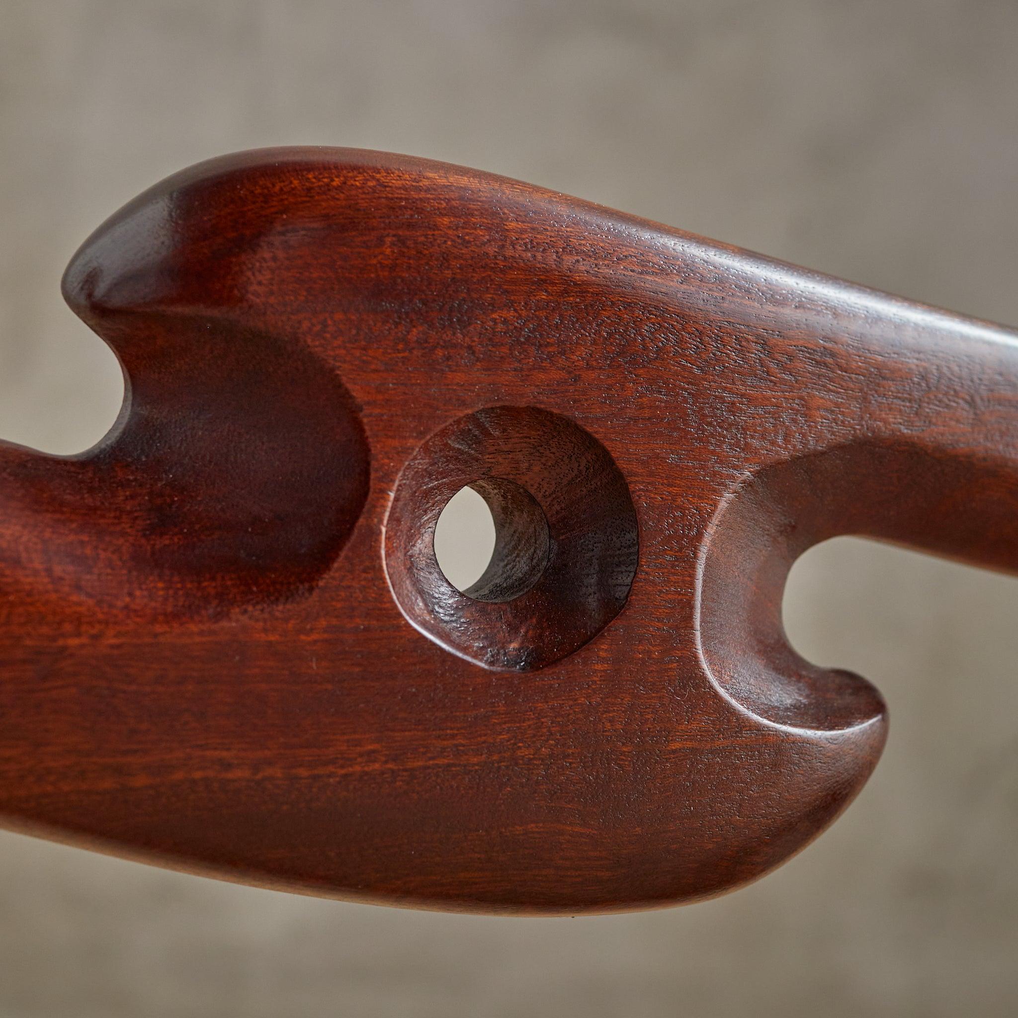 Tavolo consolle scultoreo in noce e vetro di Paul László, anni '50 in vendita 3