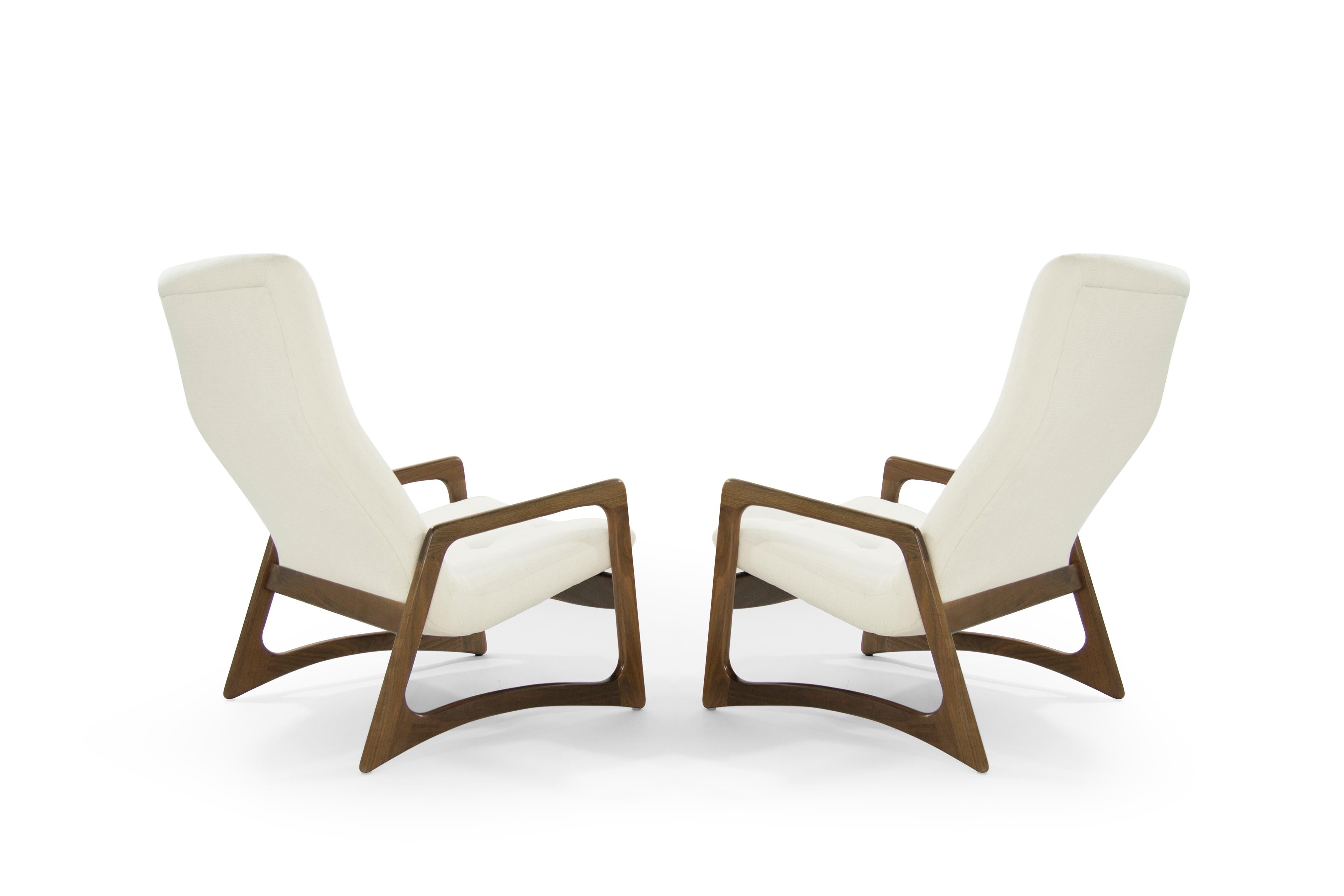 Mid-Century Modern Sculptural Walnut Lounge Chairs by Adrian Pearsall for Craft Associates