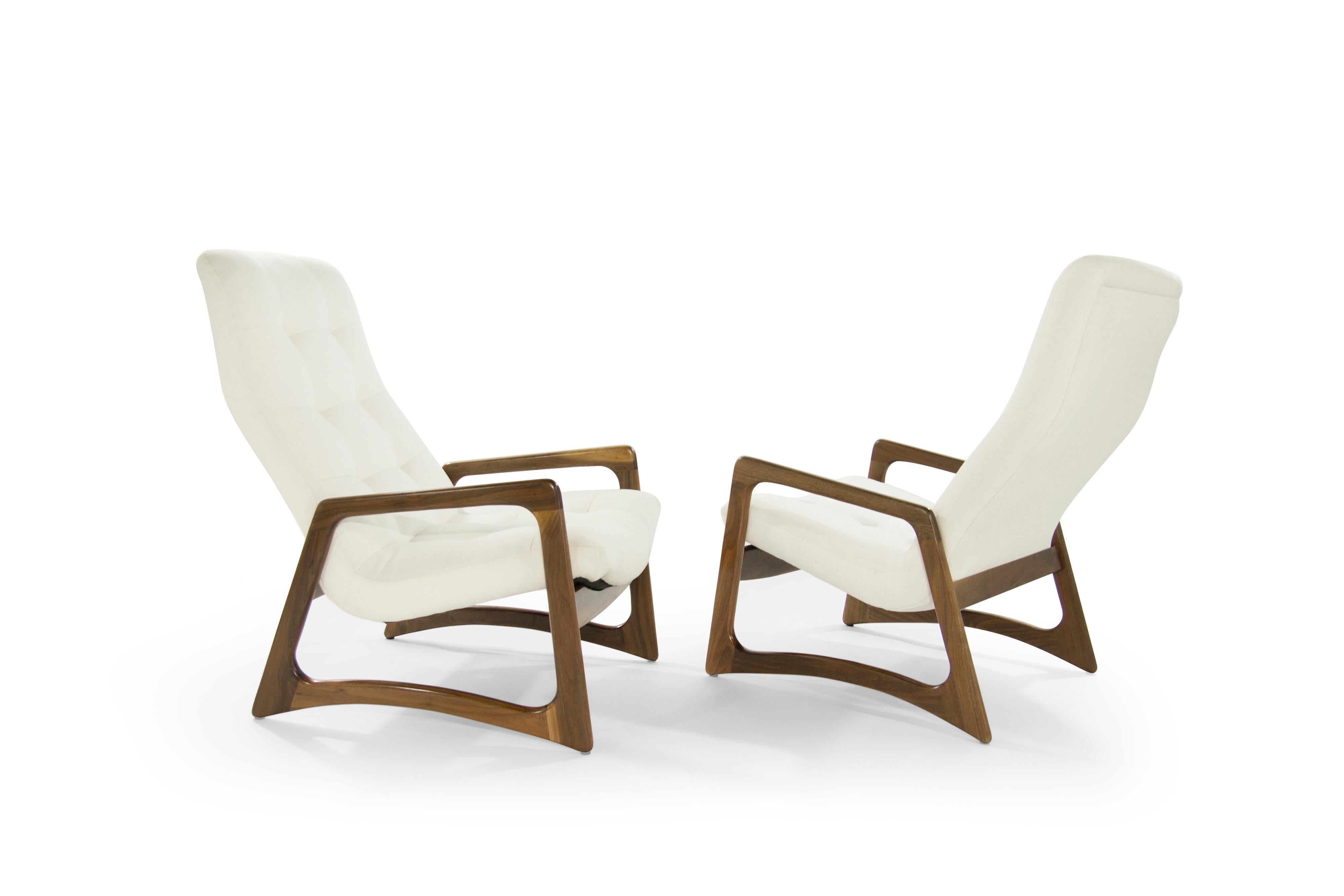 American Sculptural Walnut Lounge Chairs by Adrian Pearsall for Craft Associates