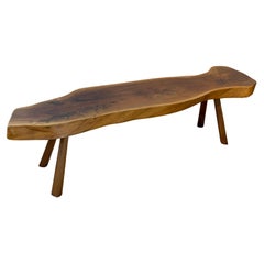 Sculptural Walnut Low Table or Bench