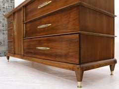 Sculptural Walnut Mid-Century Modern Long Dresser Credenza