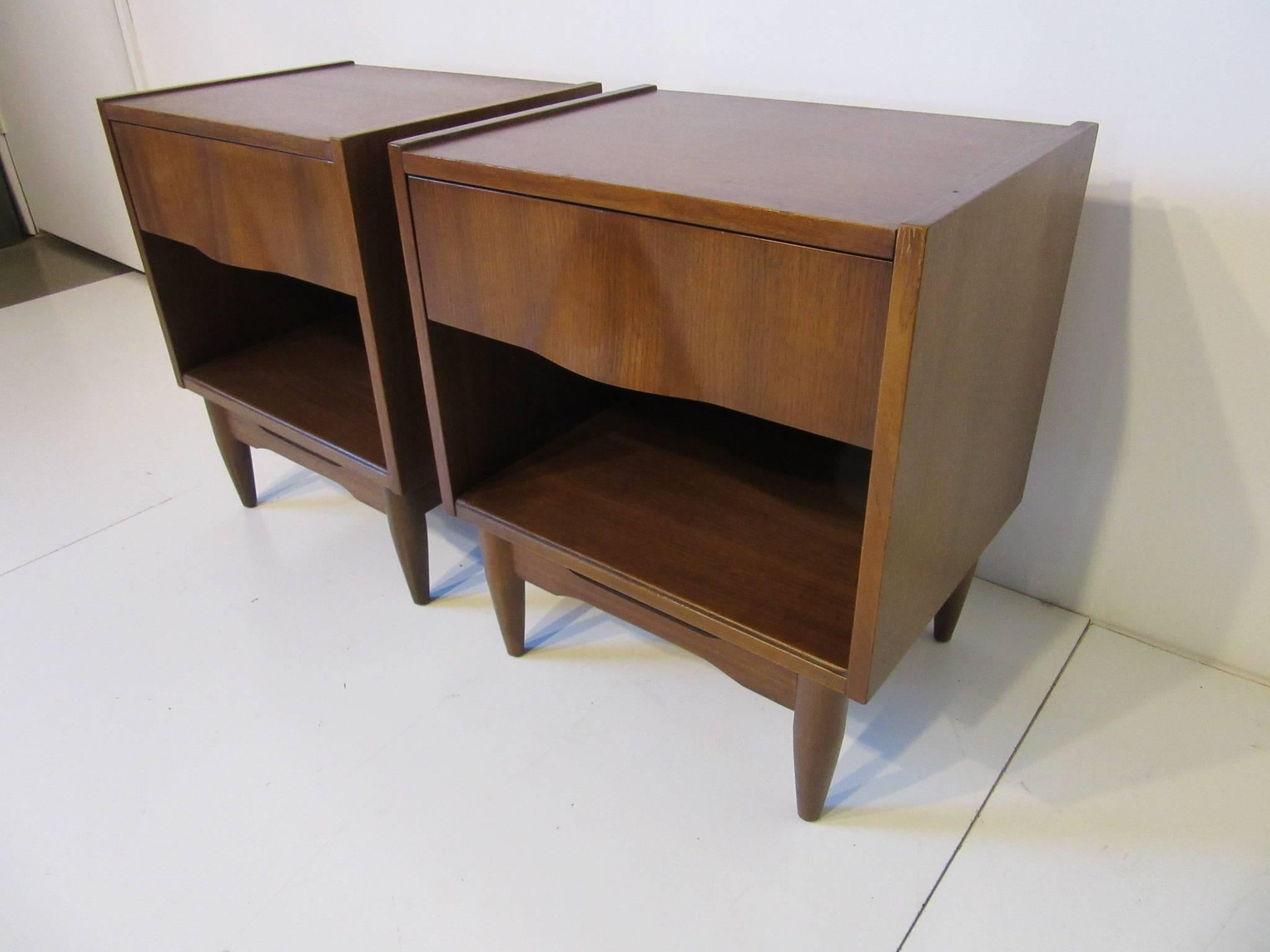 American Sculptural Walnut Midcentury Nightstands