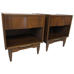 Sculptural Walnut Midcentury Nightstands