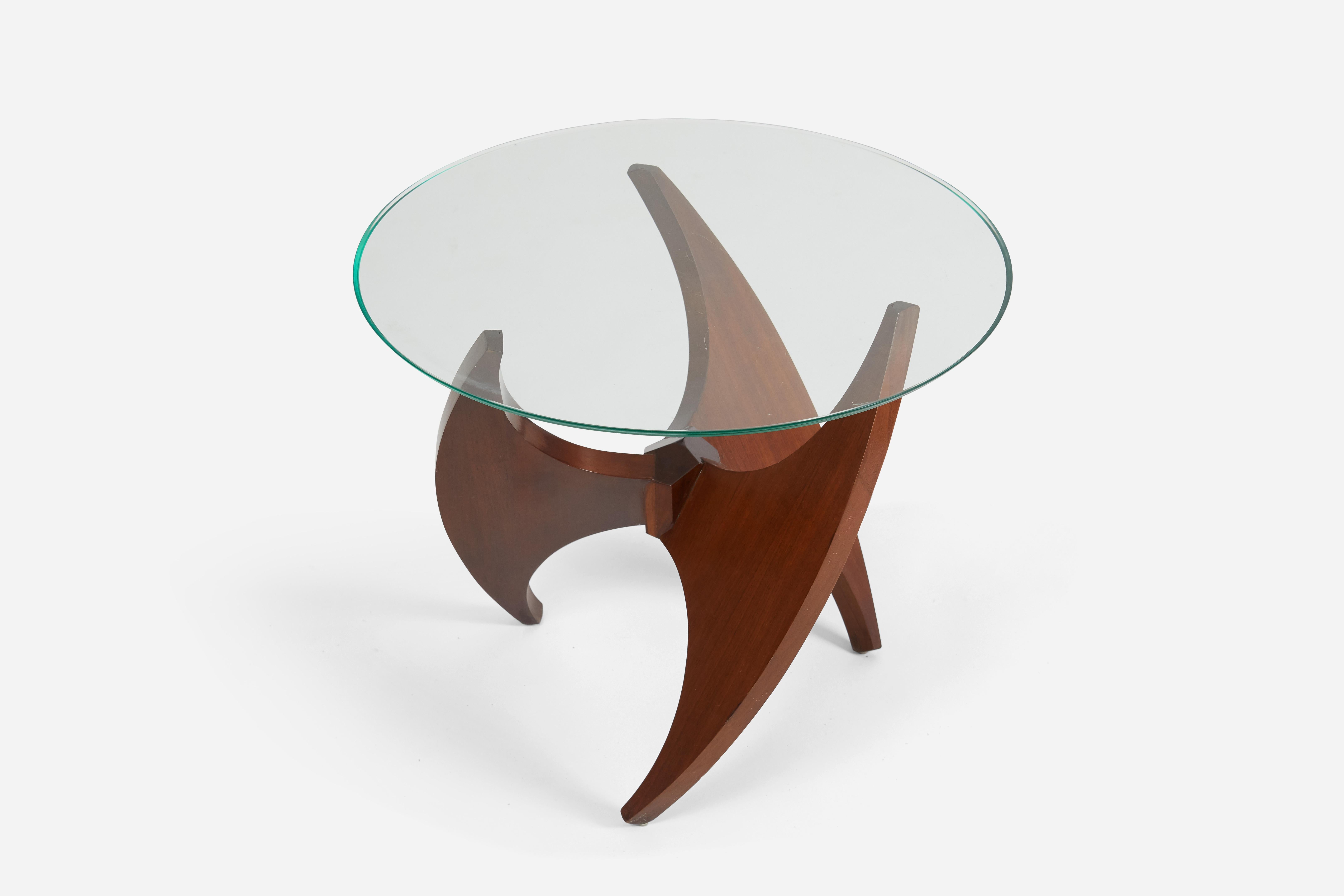 Mid-Century Modern Sculptural Walnut Side Table, 1950s