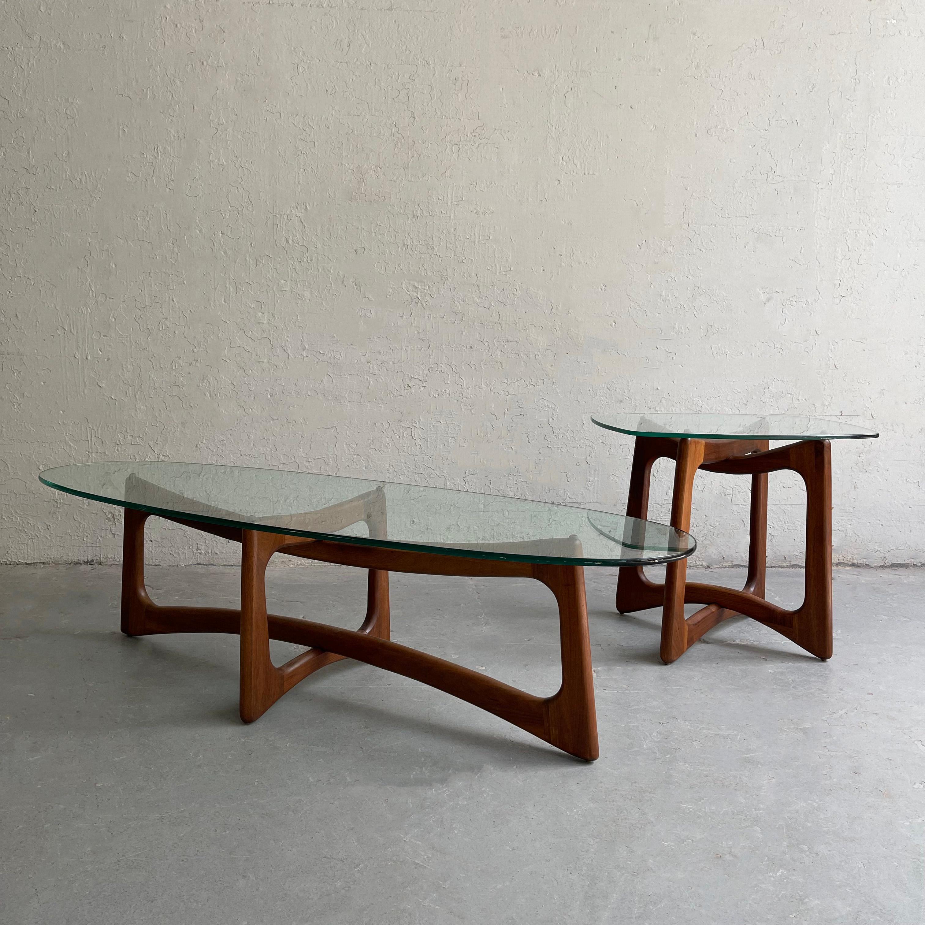 Glass Sculptural Walnut Side Table by Adrian Pearsall, Craft Associates