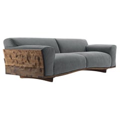 Skulpturales Sofa aus Nussbaumholz mit Nabukleder Riva 1920 Nudo Design Fabrizio Zappa