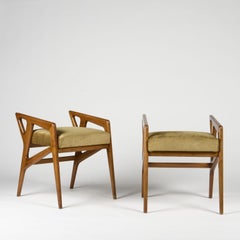 Sculptural Walnut Stool Model 687 by Gio Ponti , 1953s