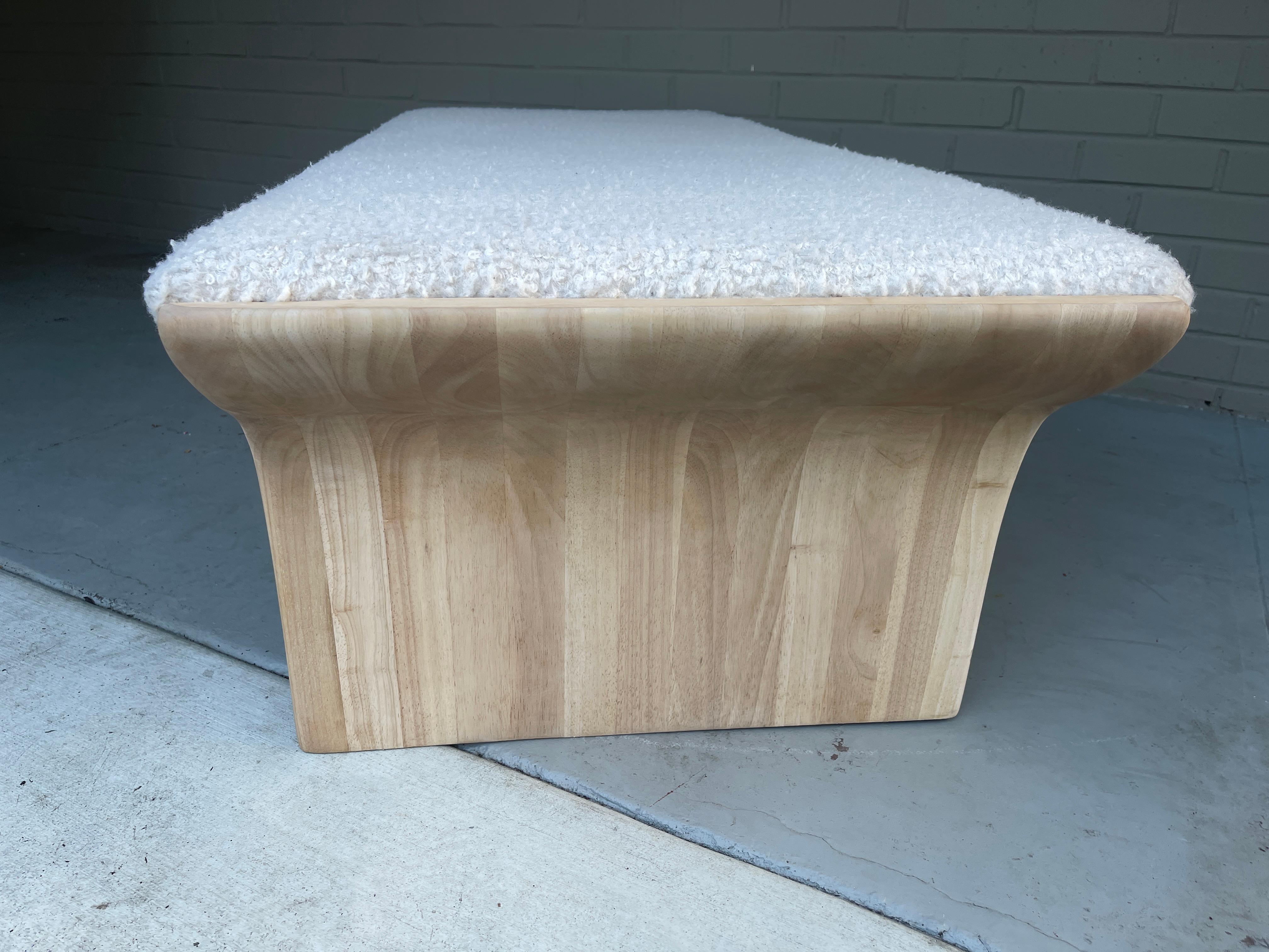 Sculptural Waterfall Bench Daybed, Scandinavian Soap Wood Finish Organic Modern 1