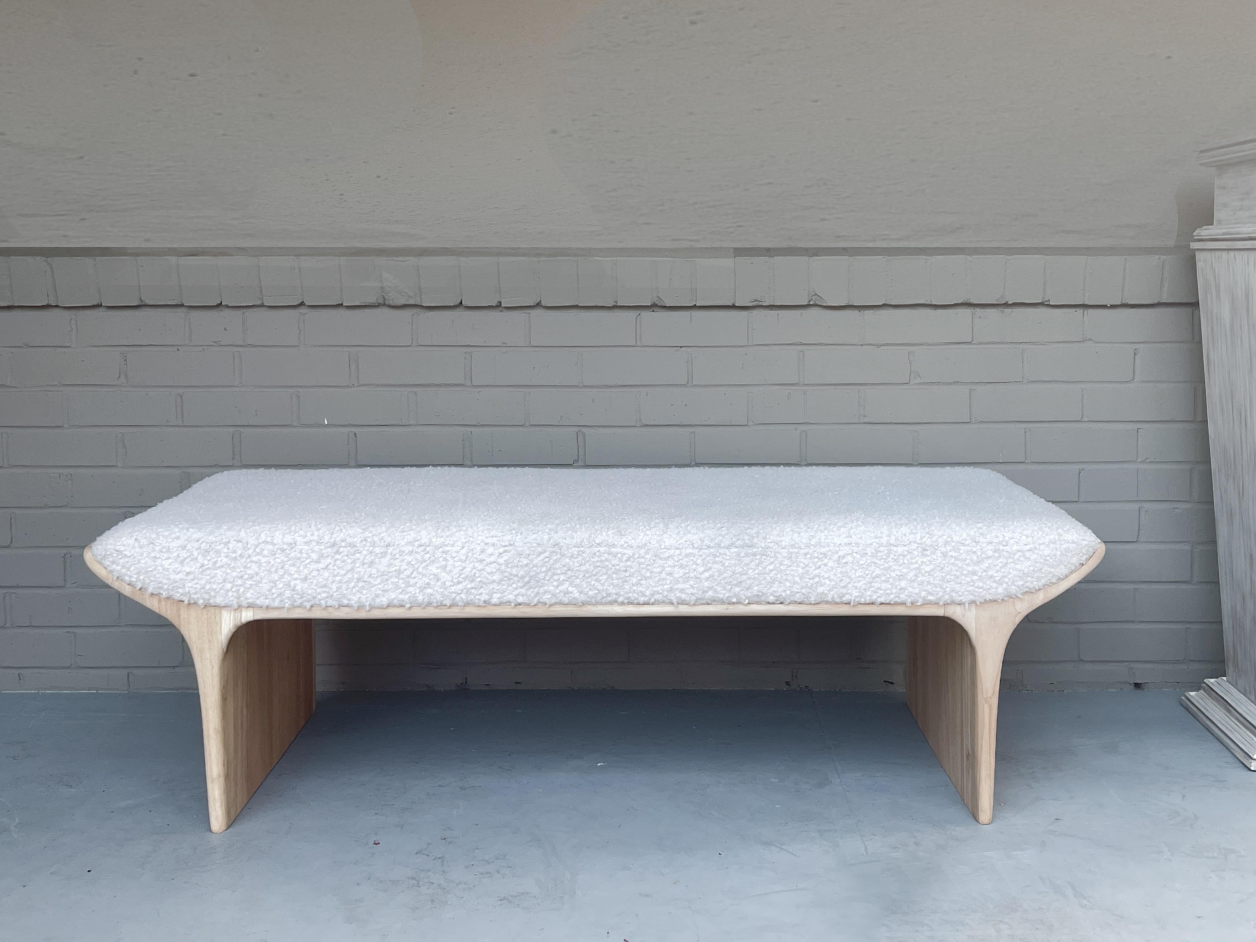 Sculptural Waterfall Bench Daybed, Scandinavian Soap Wood Finish Organic Modern 3