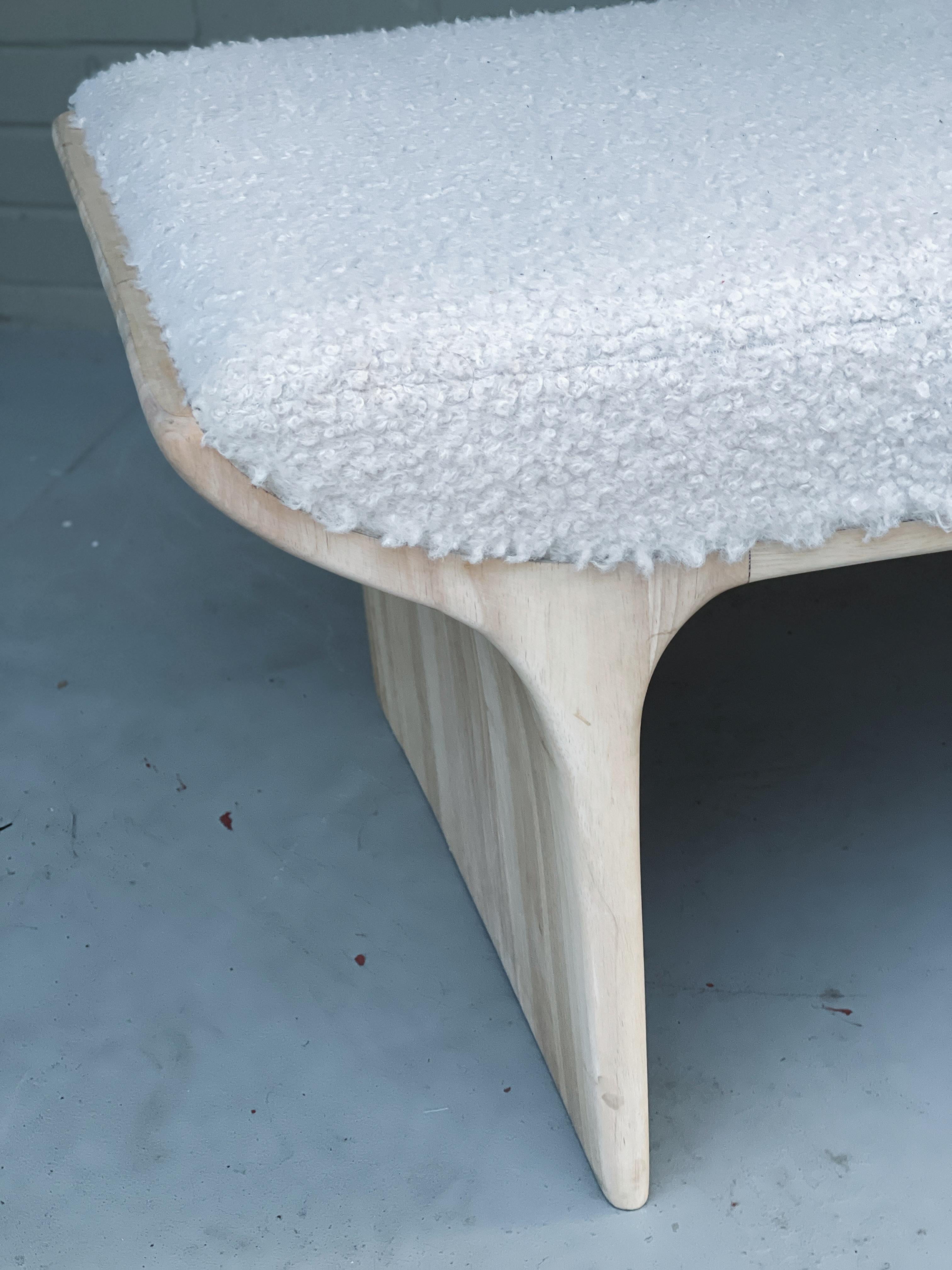 Sculptural Waterfall Bench Daybed, Scandinavian Soap Wood Finish Organic Modern 5