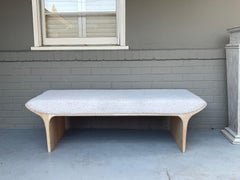 Sculptural Waterfall Bench Daybed, Scandinavian Soap Wood Finish Organic Modern