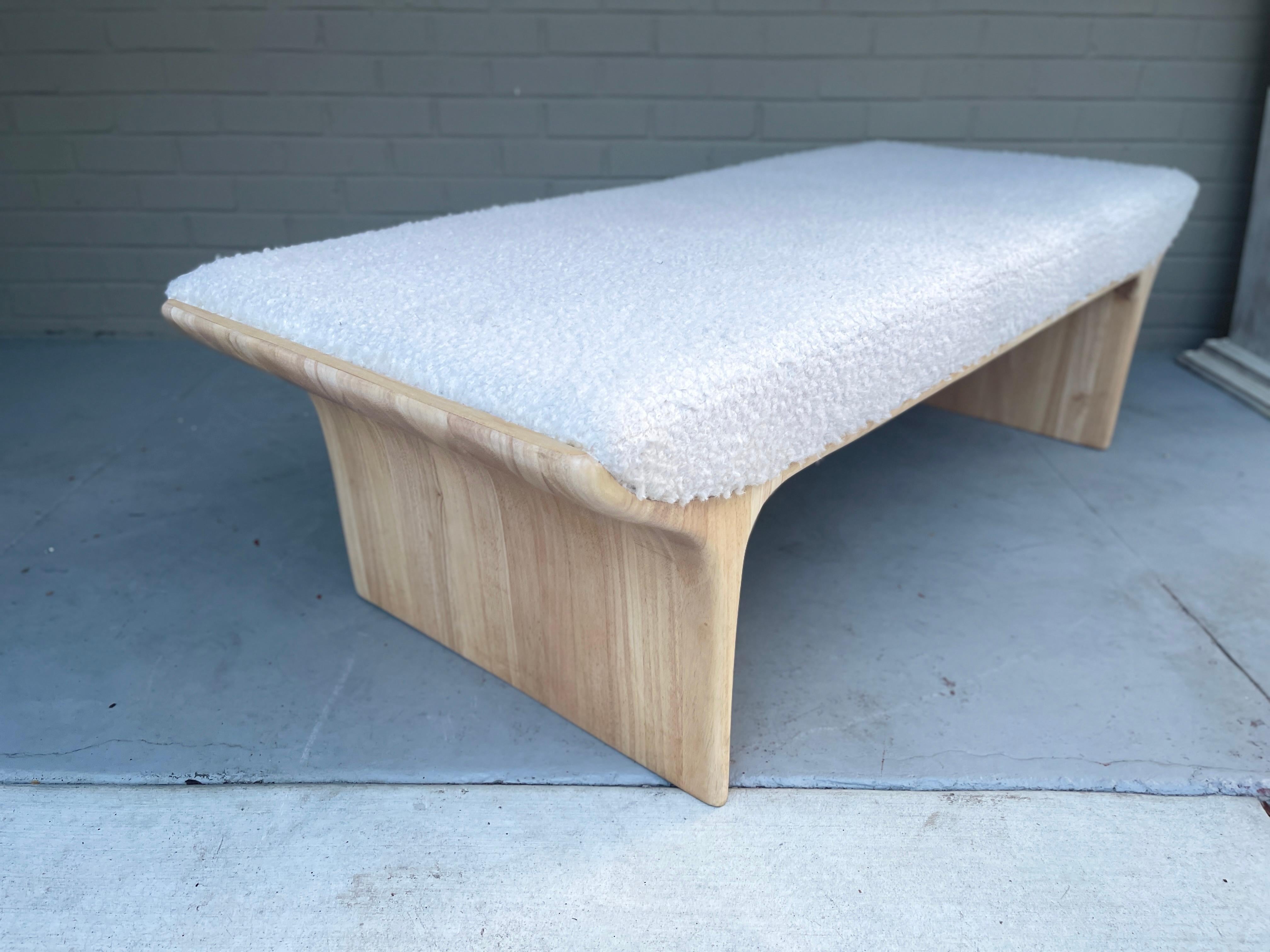 Woodwork Sculptural Waterfall Bench Daybed, Scandinavian Soap Wood Finish Organic Modern