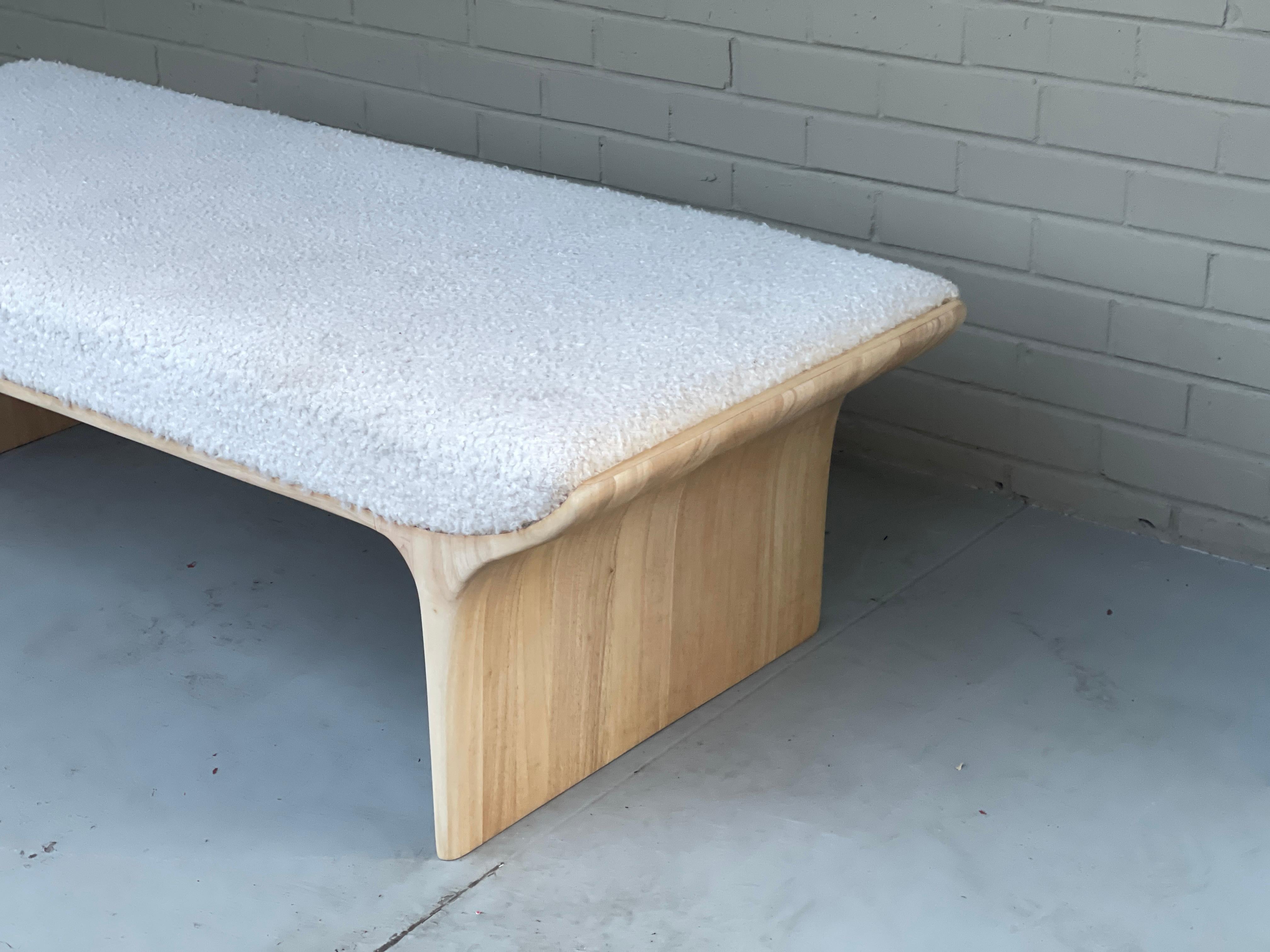 Sculptural Waterfall Bench Daybed, Scandinavian Soap Wood Finish Organic Modern In Good Condition In Los Gatos, CA