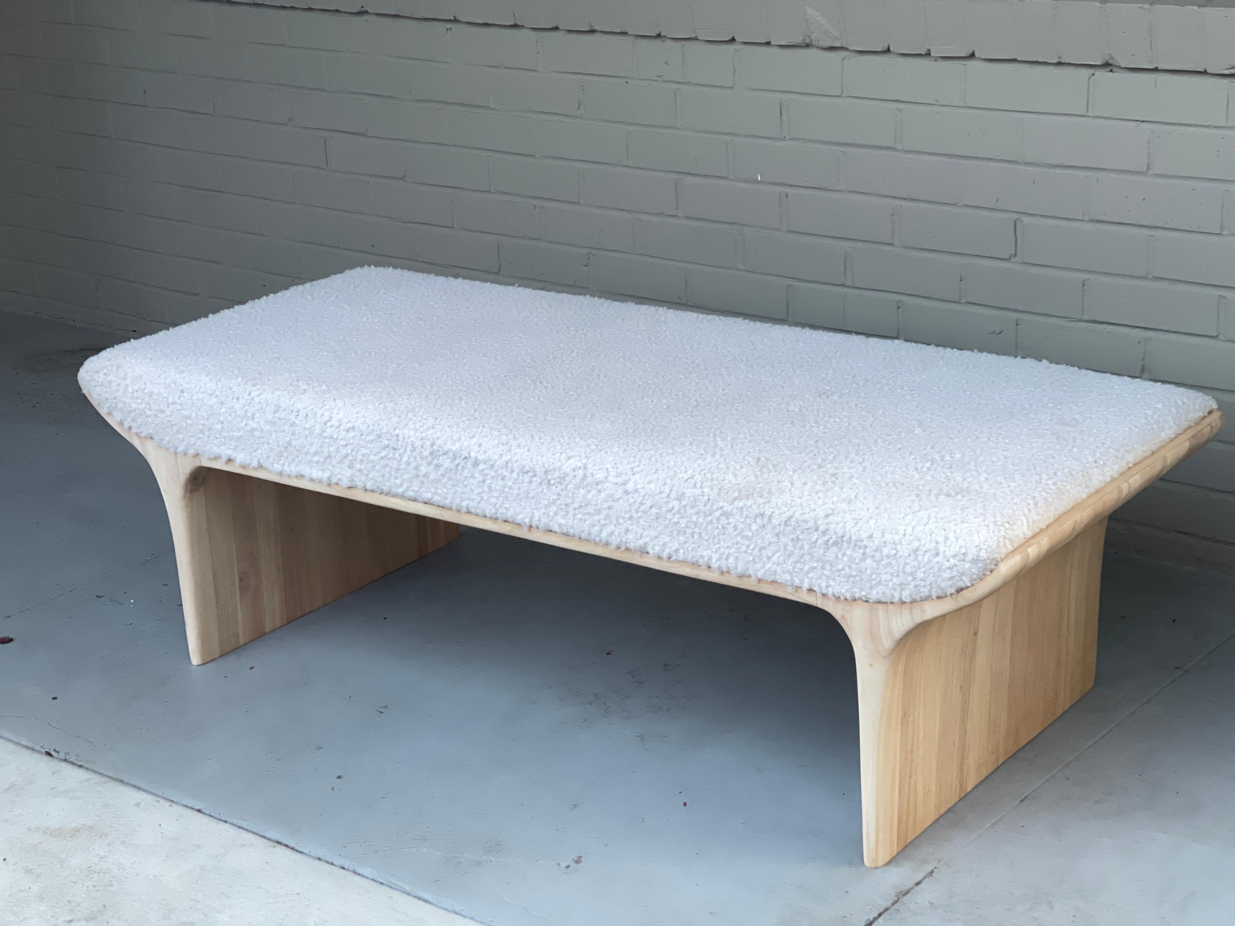 Sculptural Waterfall Bench Daybed, Scandinavian Soap Wood Finish Organic Modern In Good Condition In Los Gatos, CA