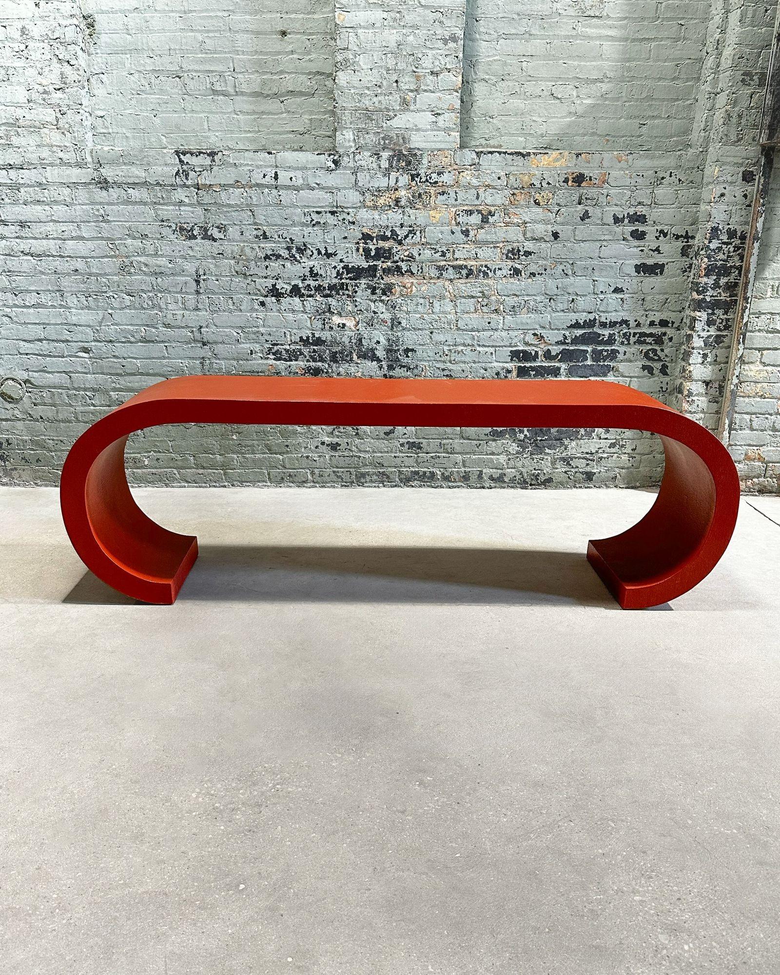 Sculptural Waterfall Grasscloth Console, 1970. Original. Color customization available.
Measures 83.5