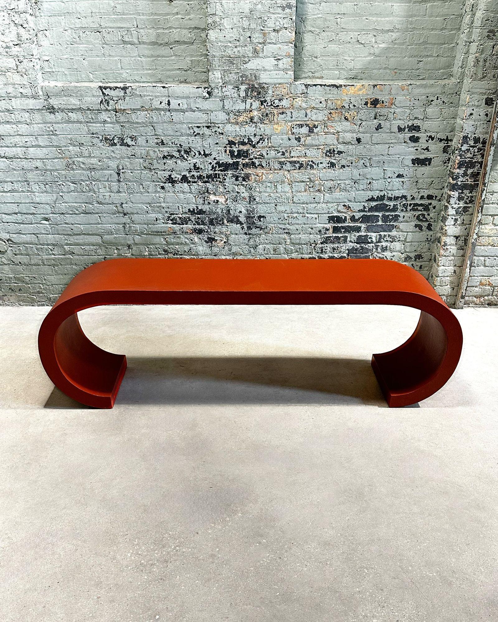 Sculptural Waterfall Grasscloth Console, 1970 In Good Condition For Sale In Chicago, IL