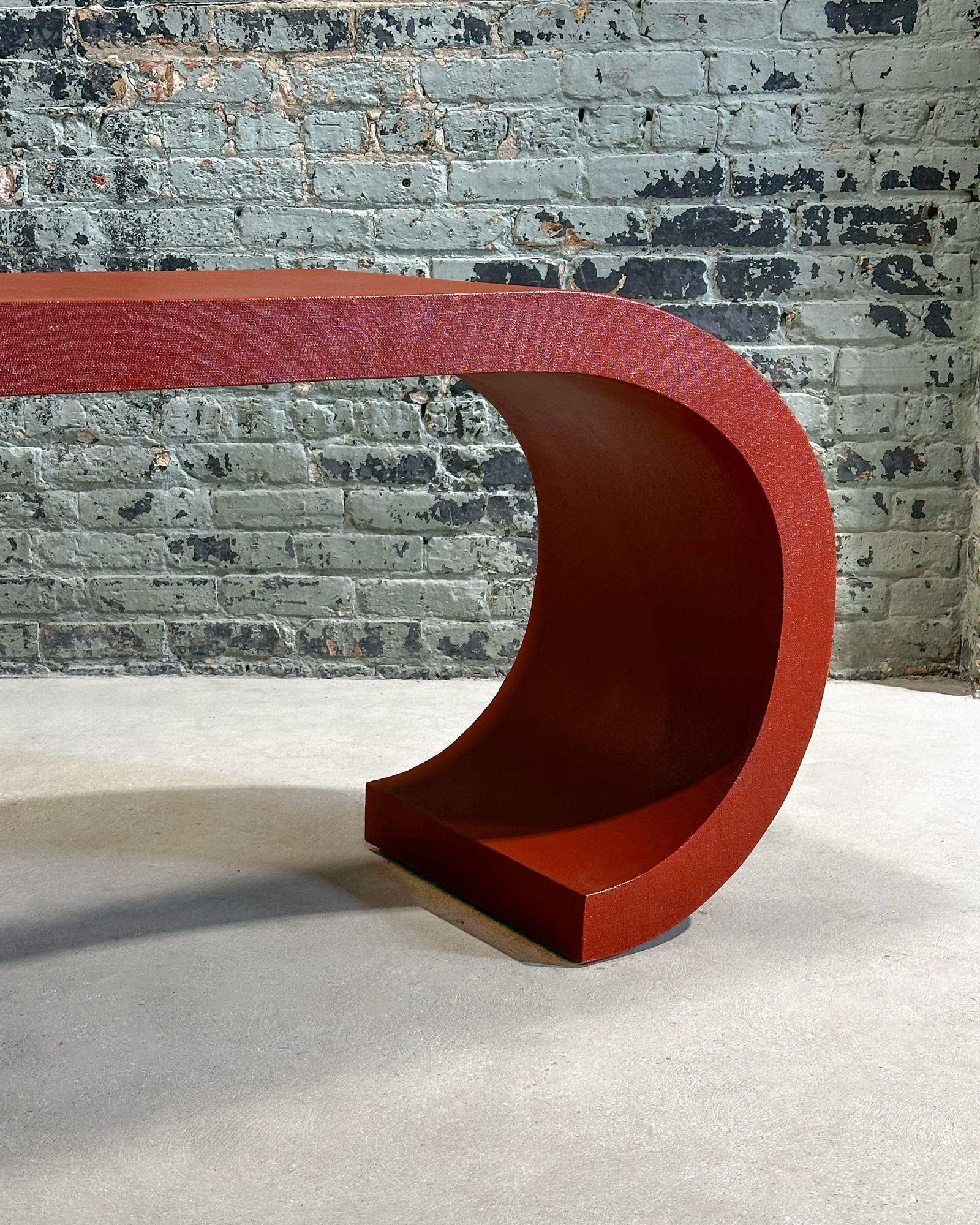 Sculptural Waterfall Grasscloth Console, 1970 For Sale 1