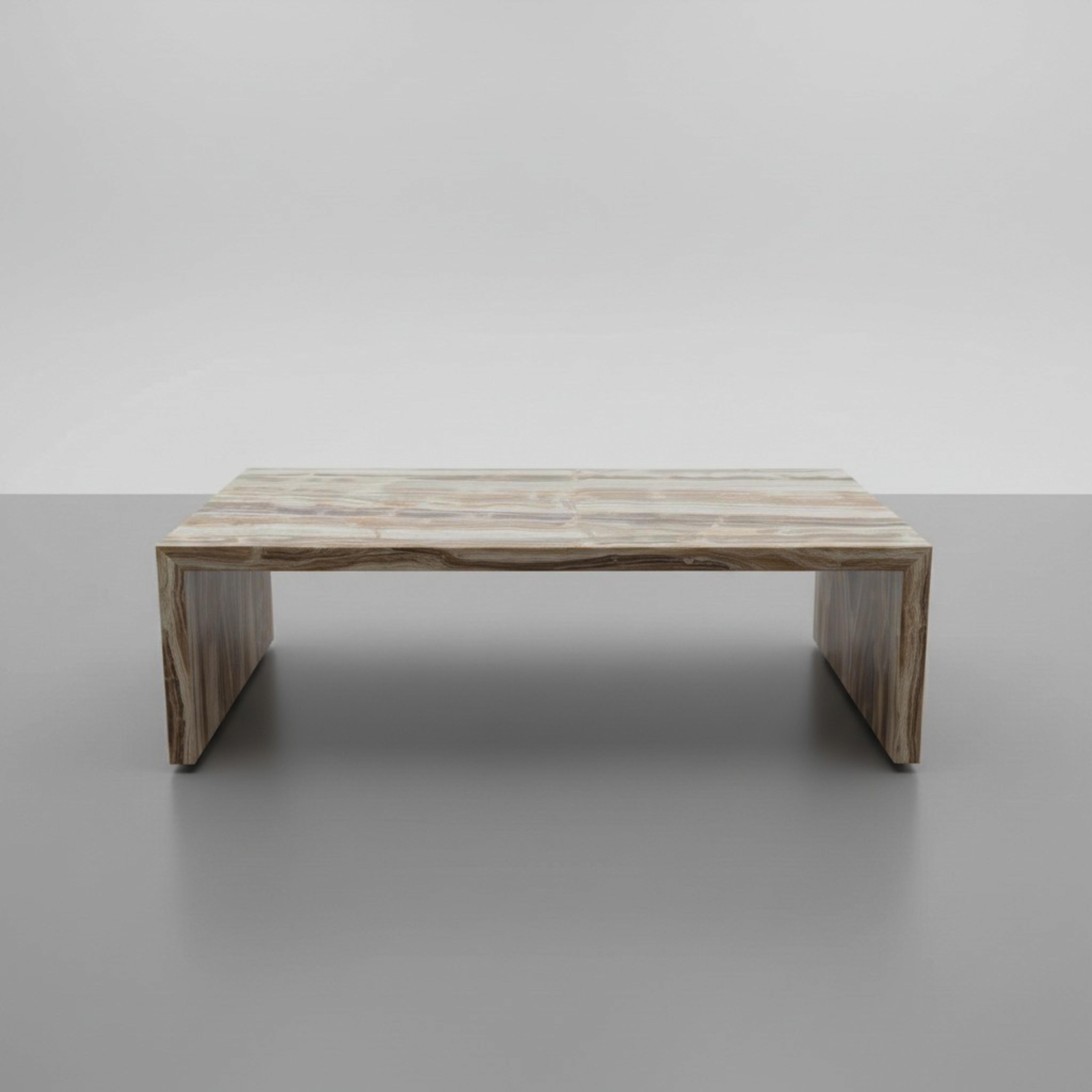 Mesa de centro escultural de mármol ónix en cascada - Mesa de mármol en cascada en venta 1