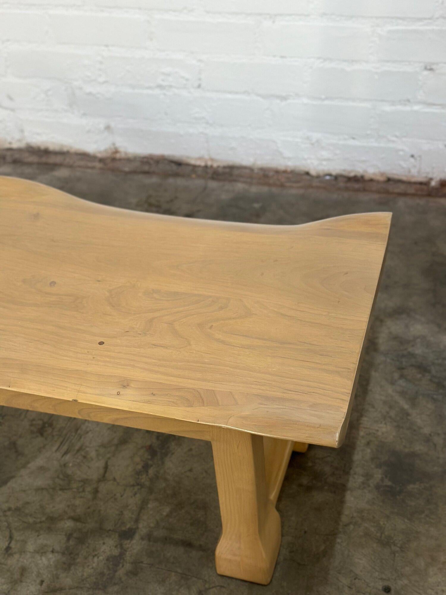 Mid-Century Modern Sculptural wavvy bench handcrafted For Sale
