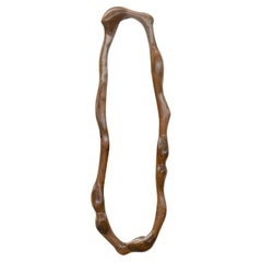 Sculptural Wavy Mirror in Walnut Wood