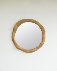 Sculptural Wavy Mirror made of White Oak