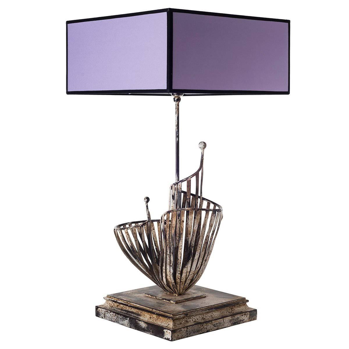 Sculptural Table Lamps in Welded Iron For Sale