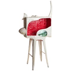 Sculptural White and Red Plaster Bar, 21st Century by Mattia Biagi