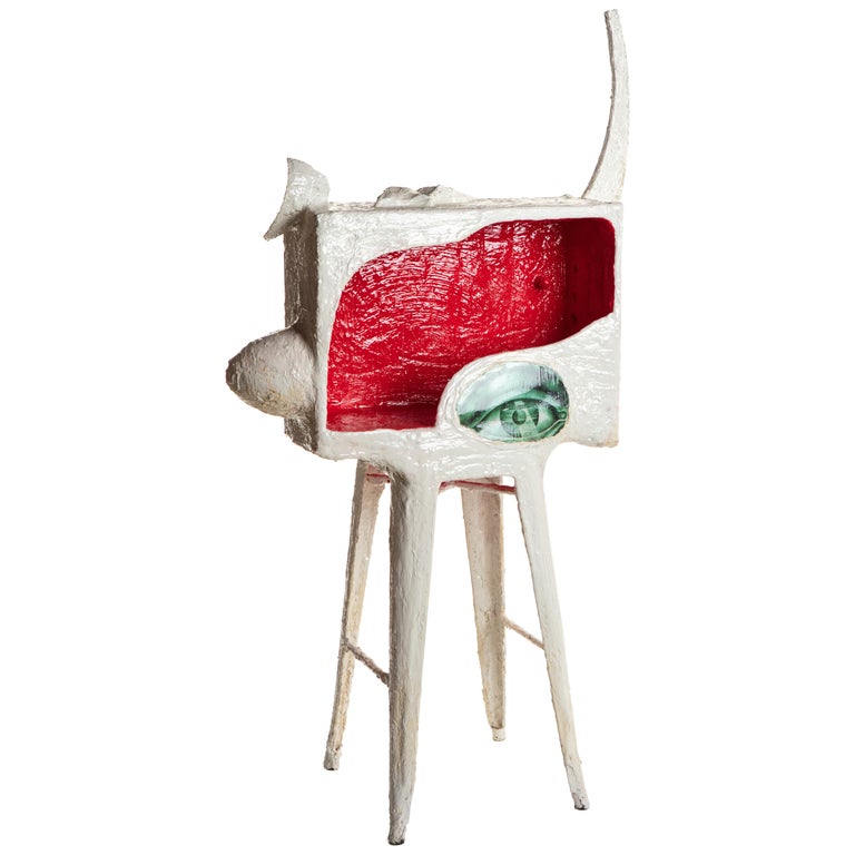 Sculptural White and Red Plaster Bar, 21st Century by Mattia Biagi For Sale