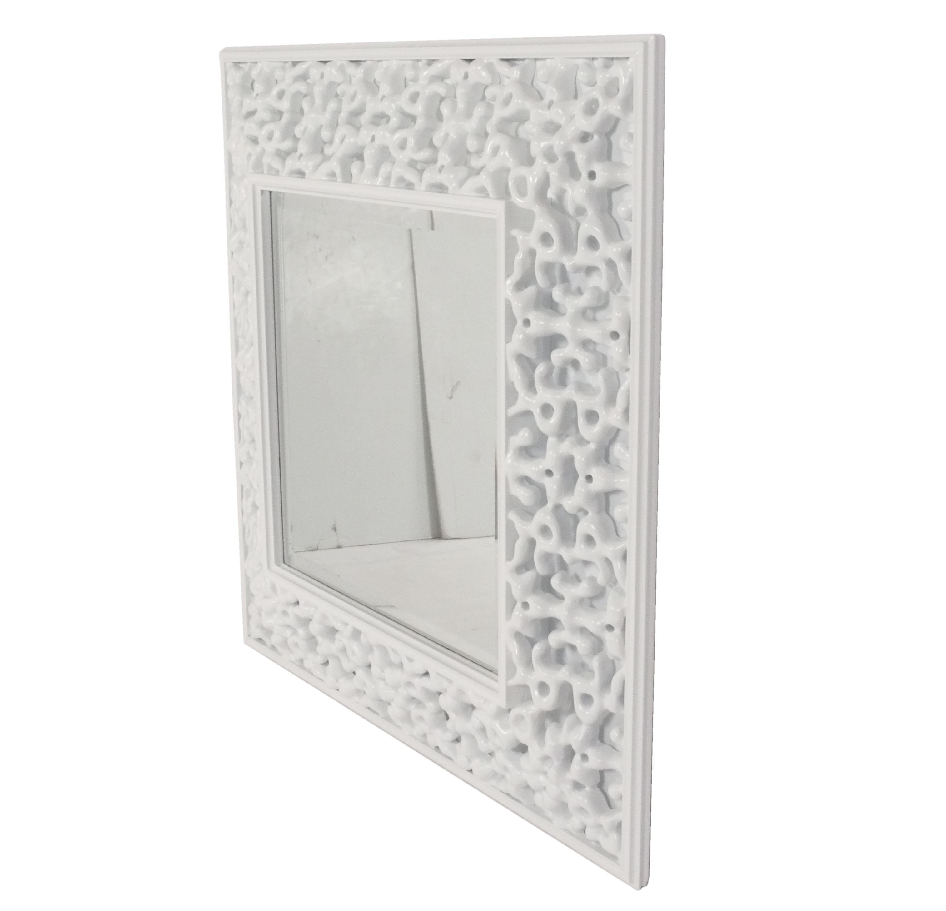 Sculptural White Lacquered Mirrors, American, circa 1960s. They measure 48.5