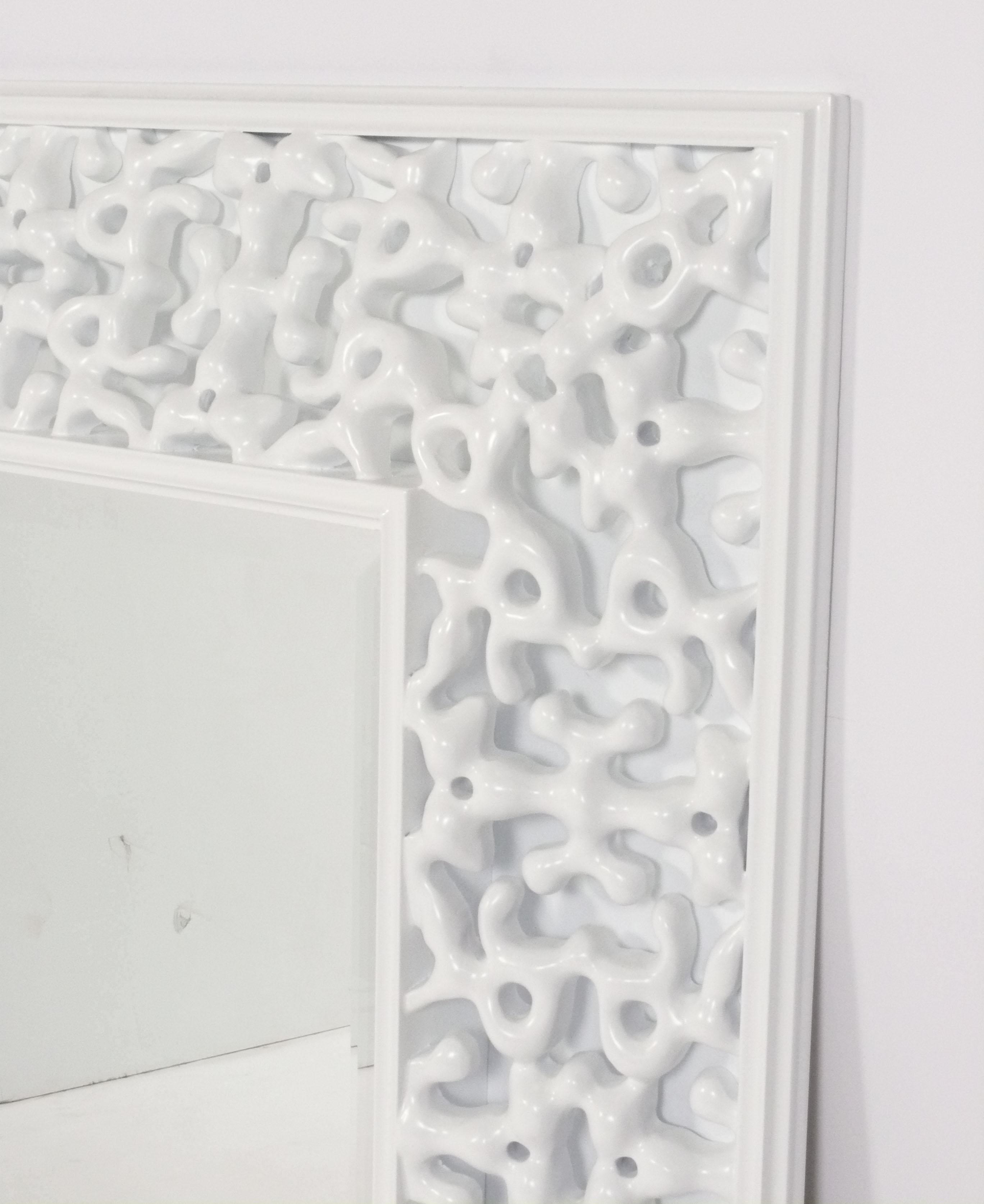 Mid-Century Modern Sculptural White Lacquered Mirrors circa 1960s 48.5
