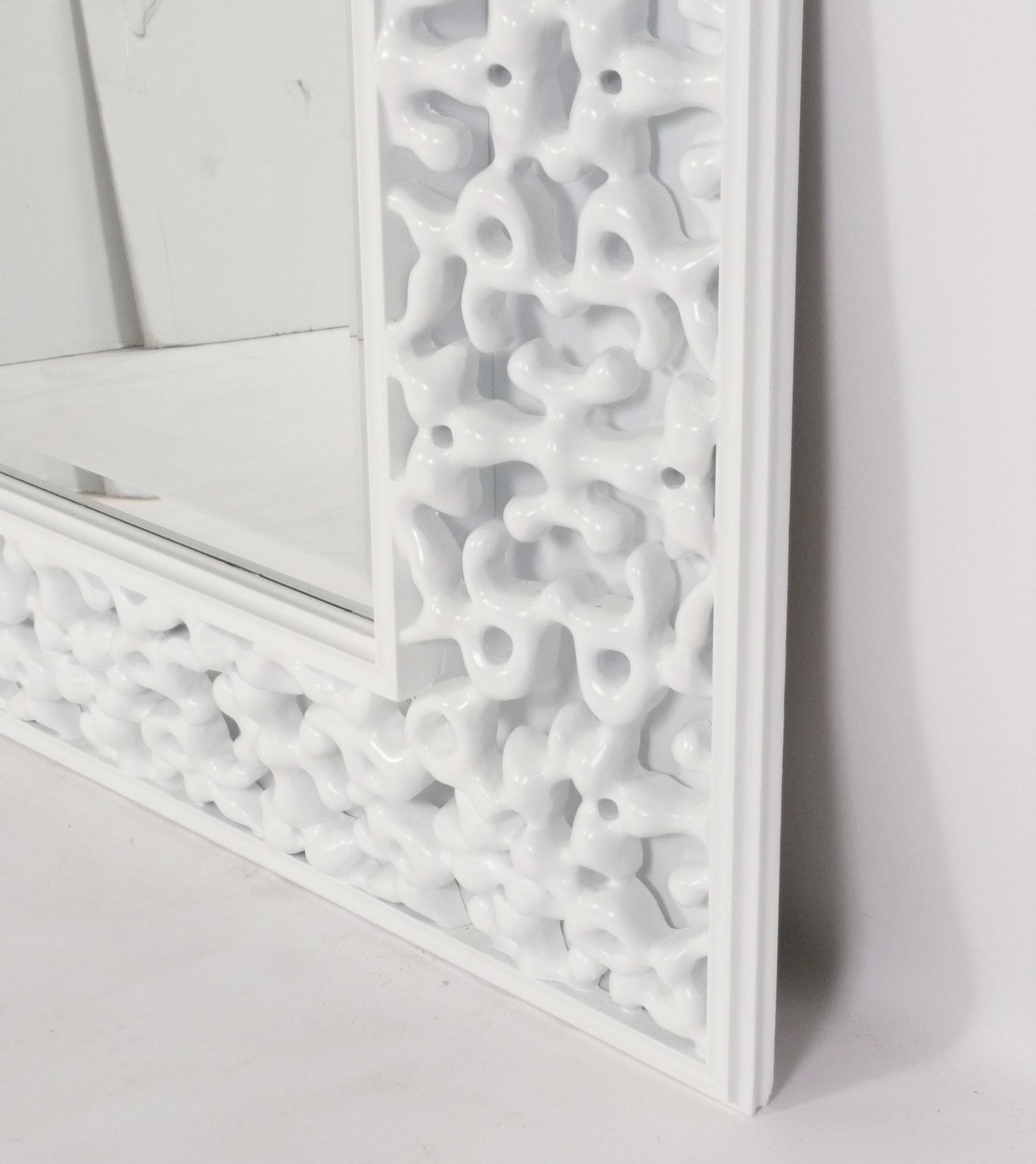 American Sculptural White Lacquered Mirrors circa 1960s 48.5