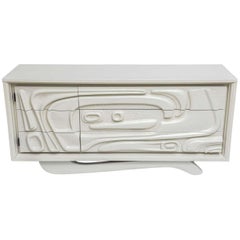 Sculptural White Lacquered Witco Abstract Credenza or Dresser